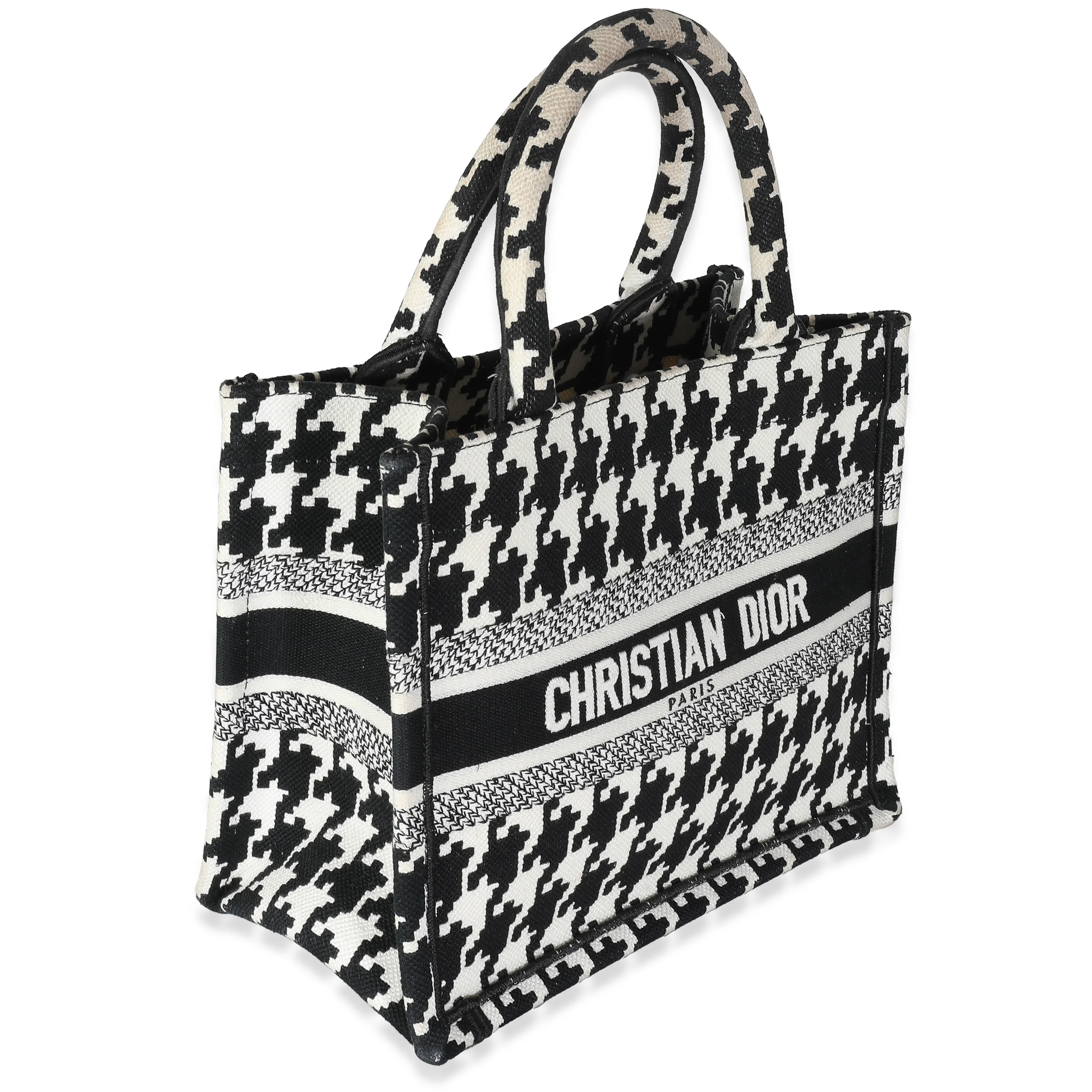 Black White Houndstooth Small Book Tote - Image 3