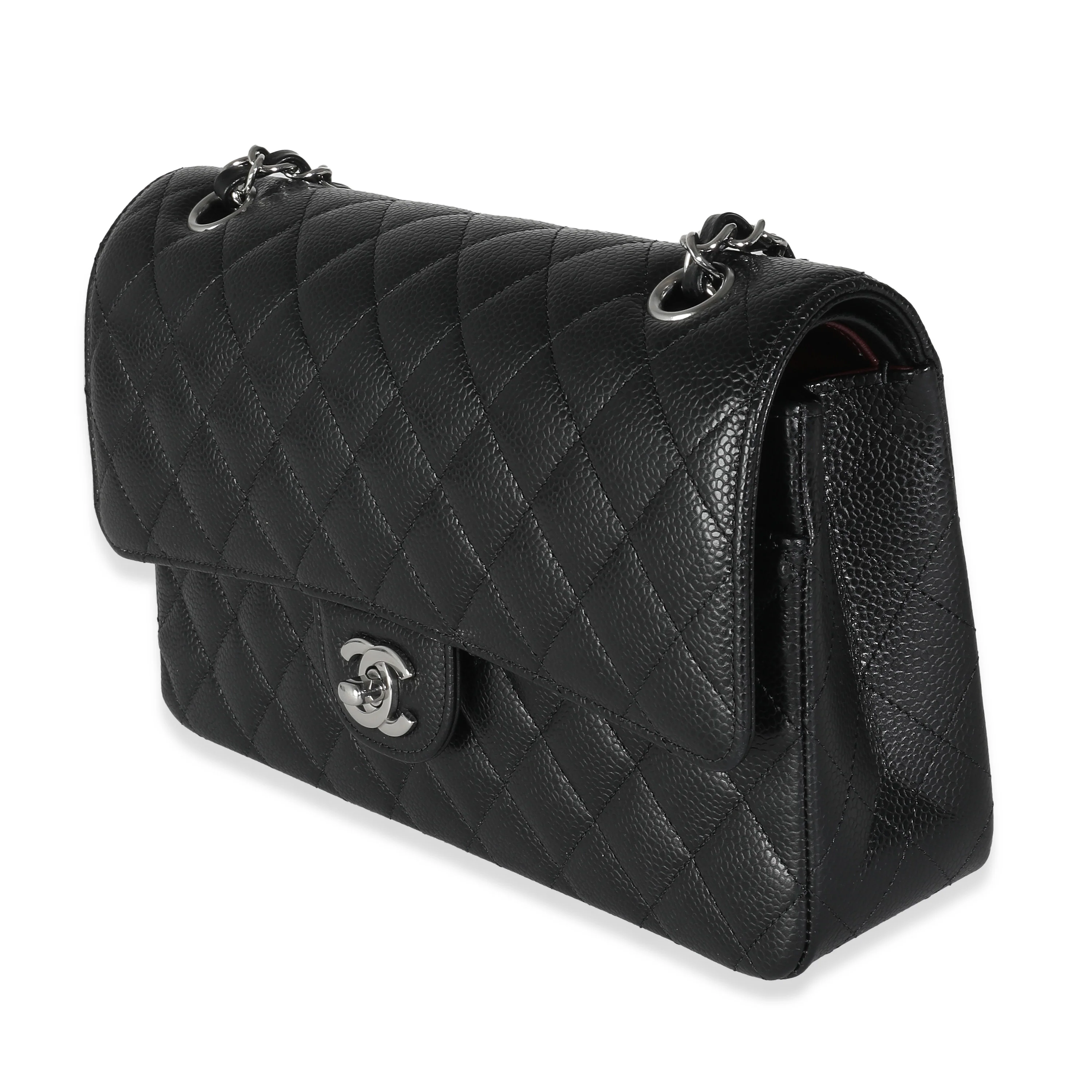 Black Quilted Caviar Medium Double Classic Flap Handbag - Image 2
