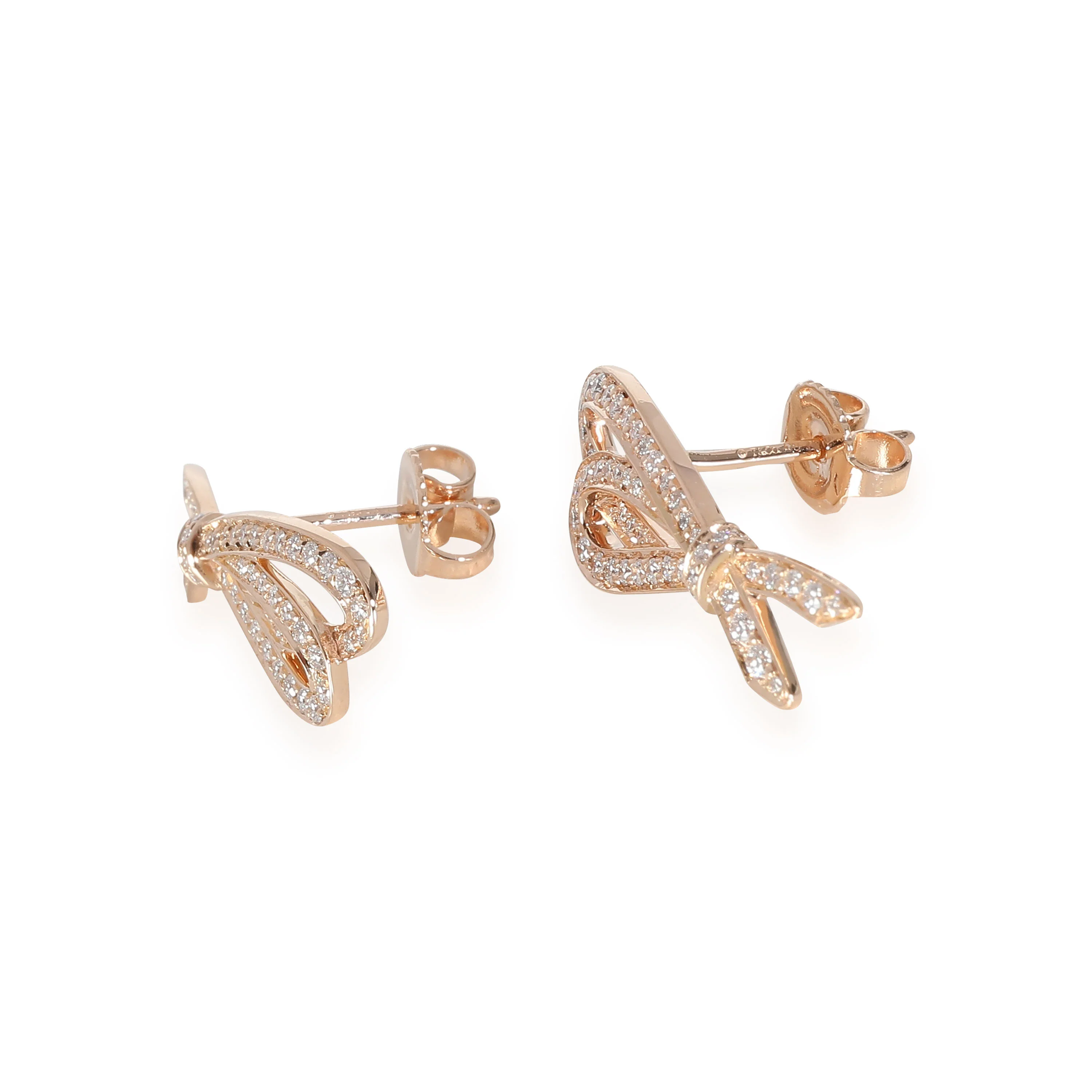Diamond Bow Earrings in 18k Rose Gold 0.5 CTW - Image 5