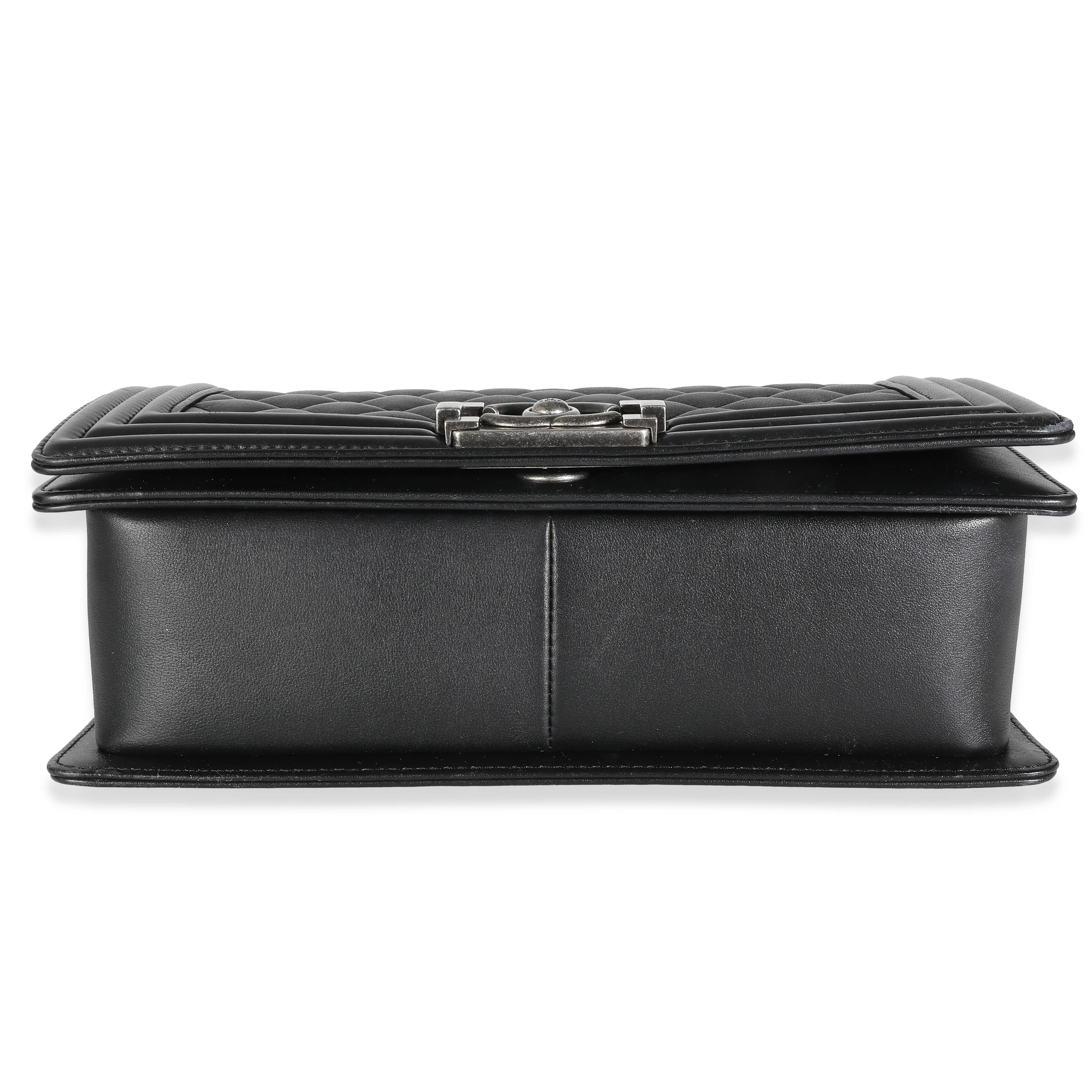 Black Quilted Lambskin Medium Boy Bag - Image 5