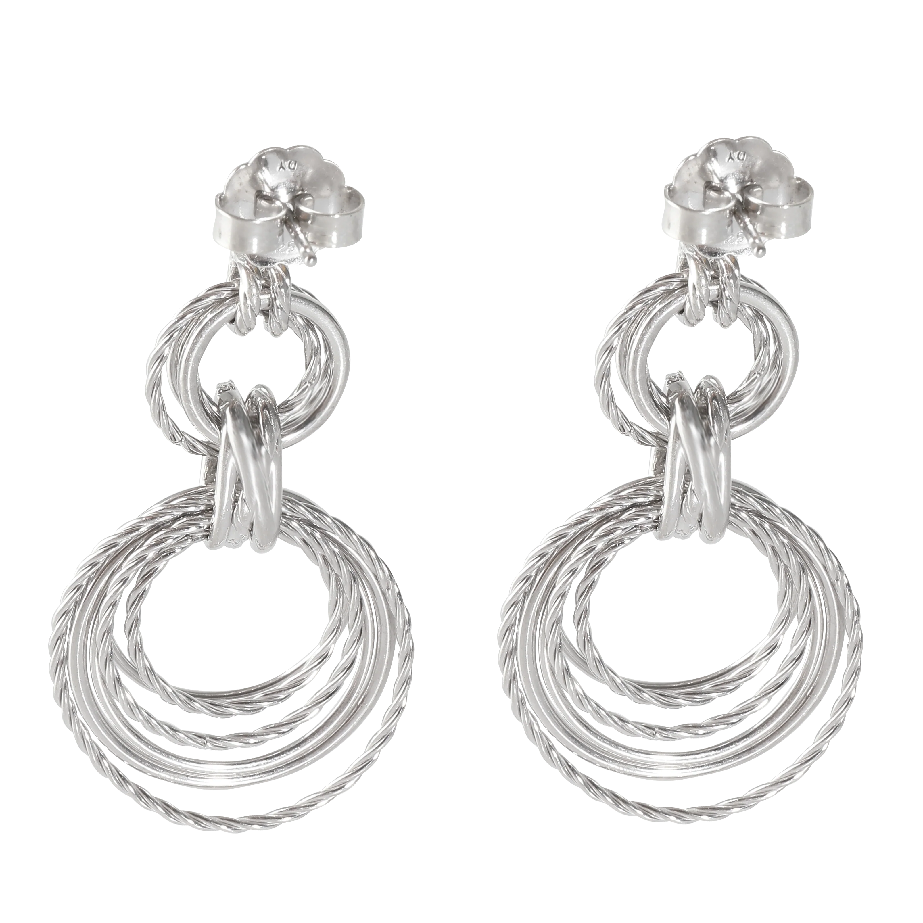 Crossover Double Drop Earrings in Sterling Silver 0.28 CTW - Image 3