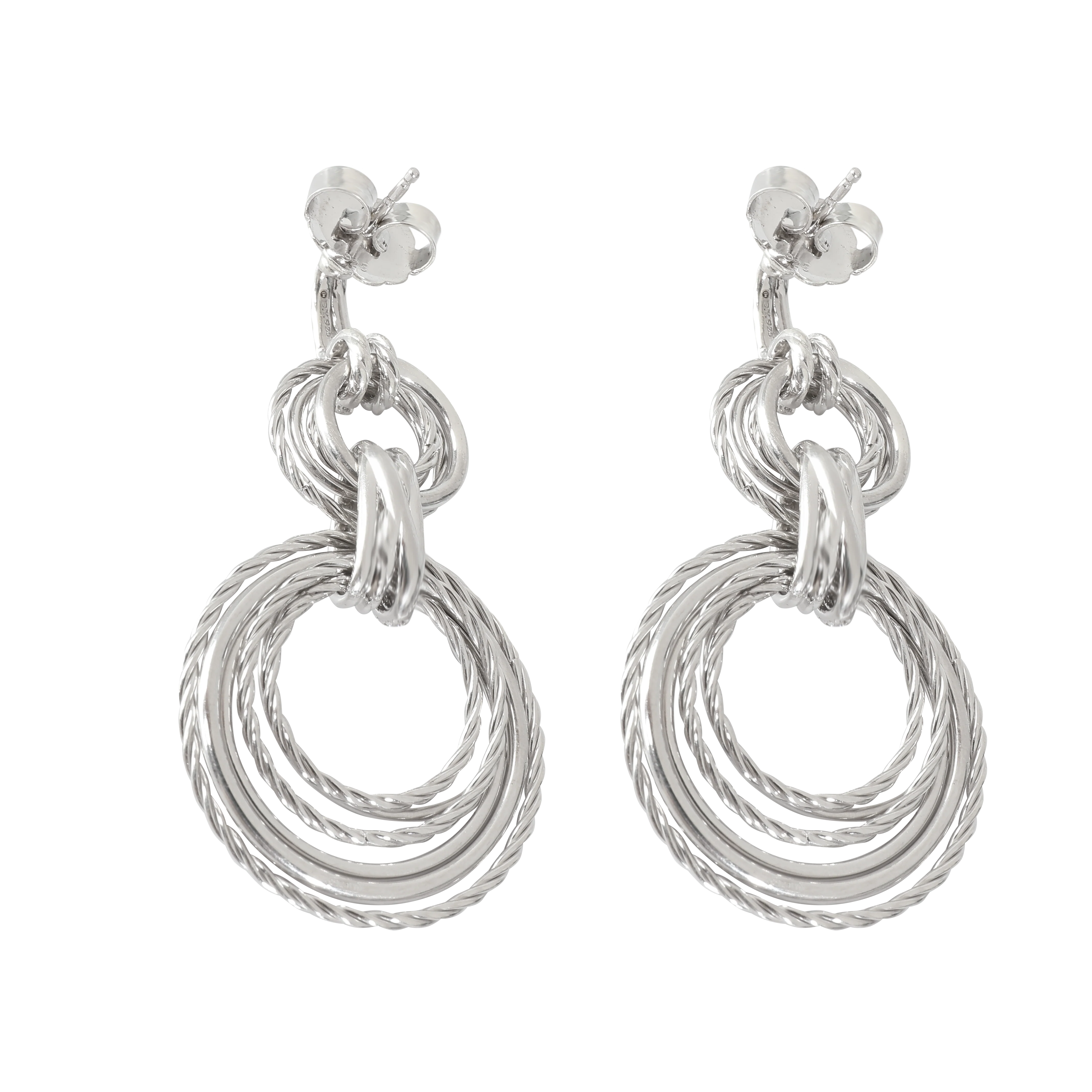Crossover Double Drop Earrings in Sterling Silver 0.28 CTW - Image 5