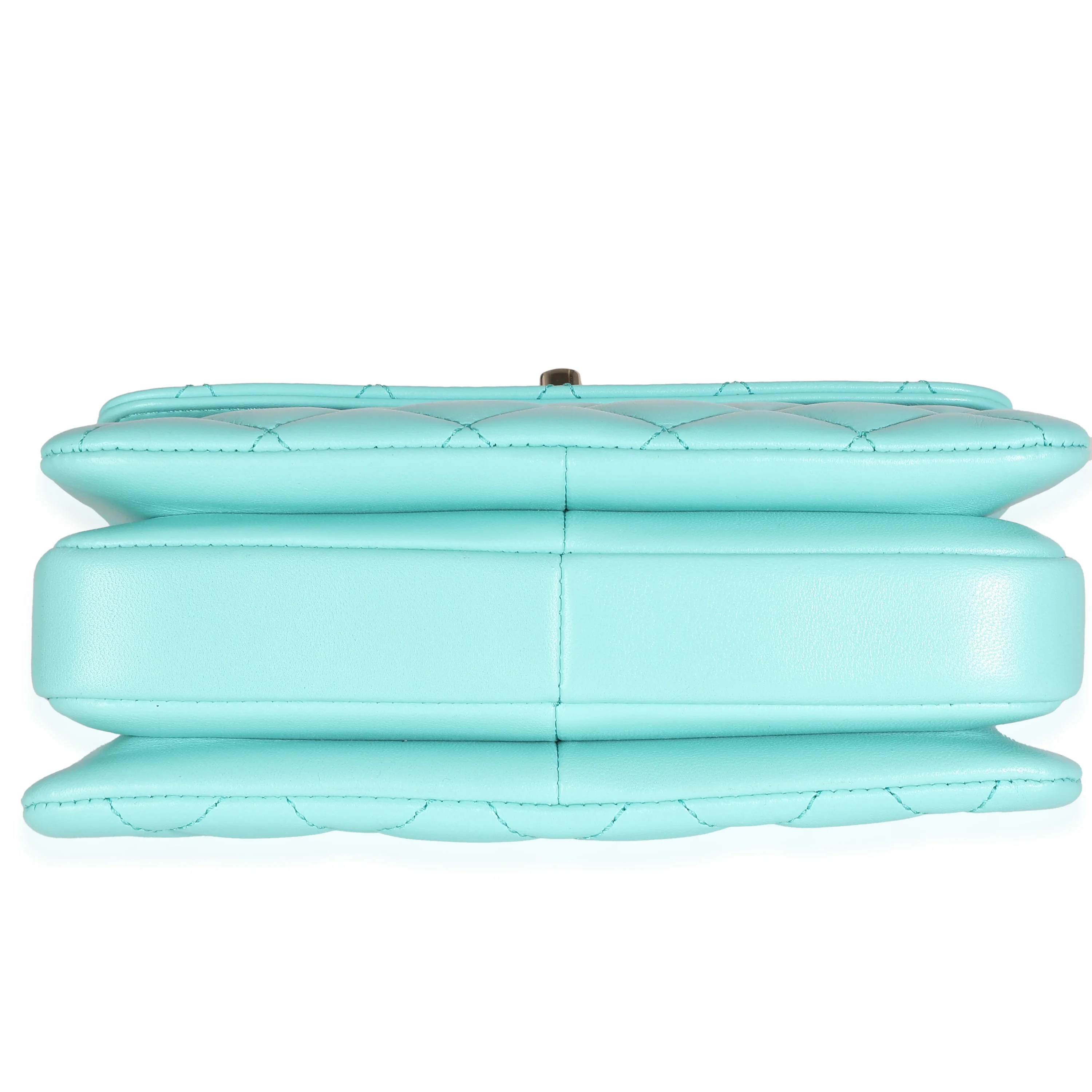 24C Turquoise Quilted Lambskin Mini Trendy Top Handle - Image 7