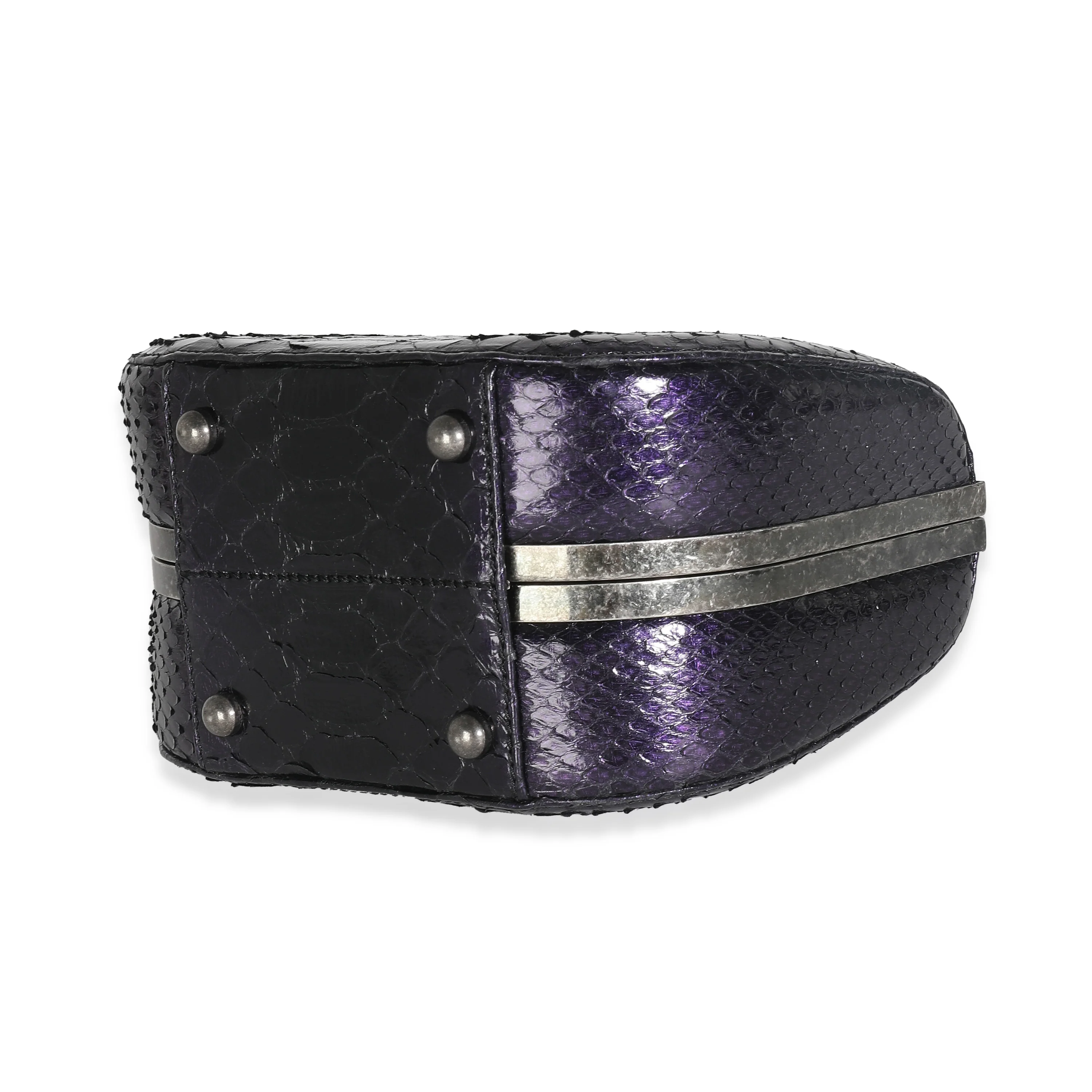 Paris Edinburgh Navy Iridescent Python Boy Box Clutch - Image 6