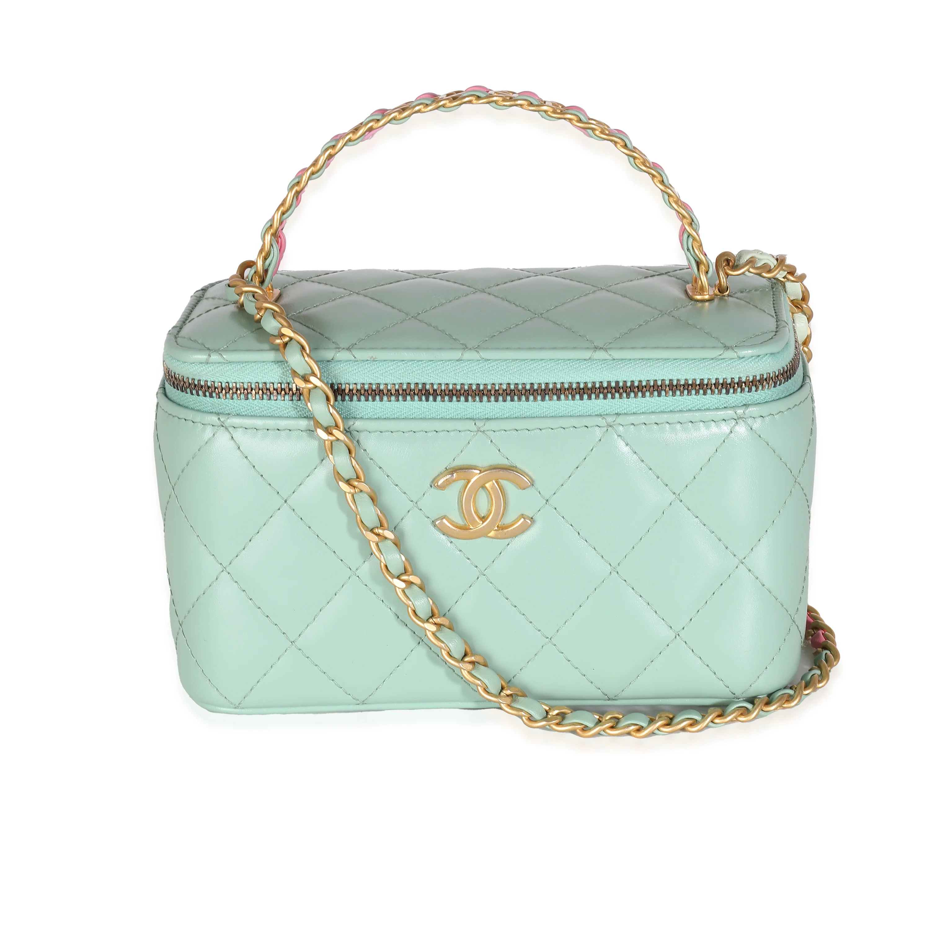 Green Quilted Lambskin Pick Me Up Vanity Case - Image 2