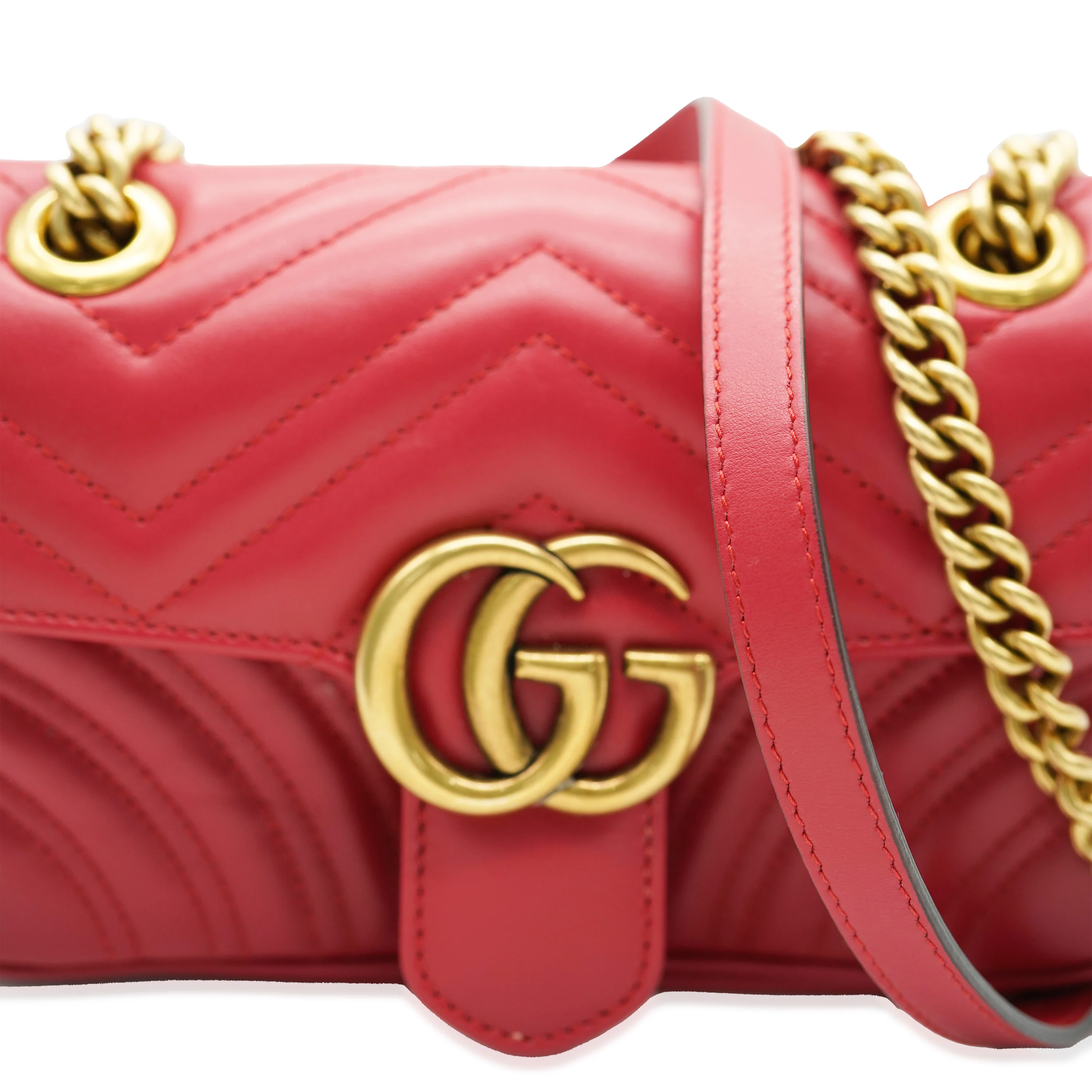 Red Leather Small GG Marmont Flap - Image 2