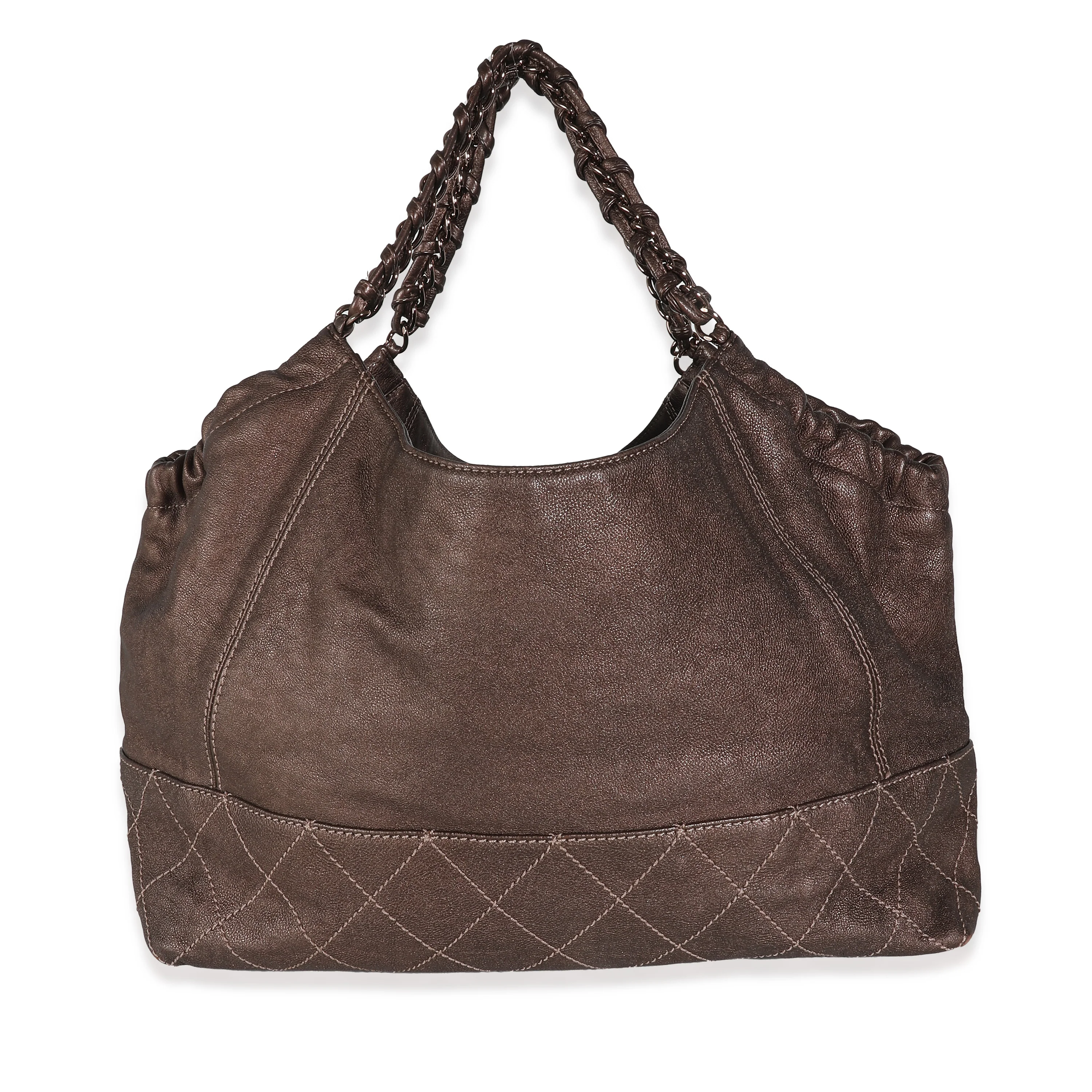 Brown Distressed Caviar Coco Cabas XL Tote - Image 4
