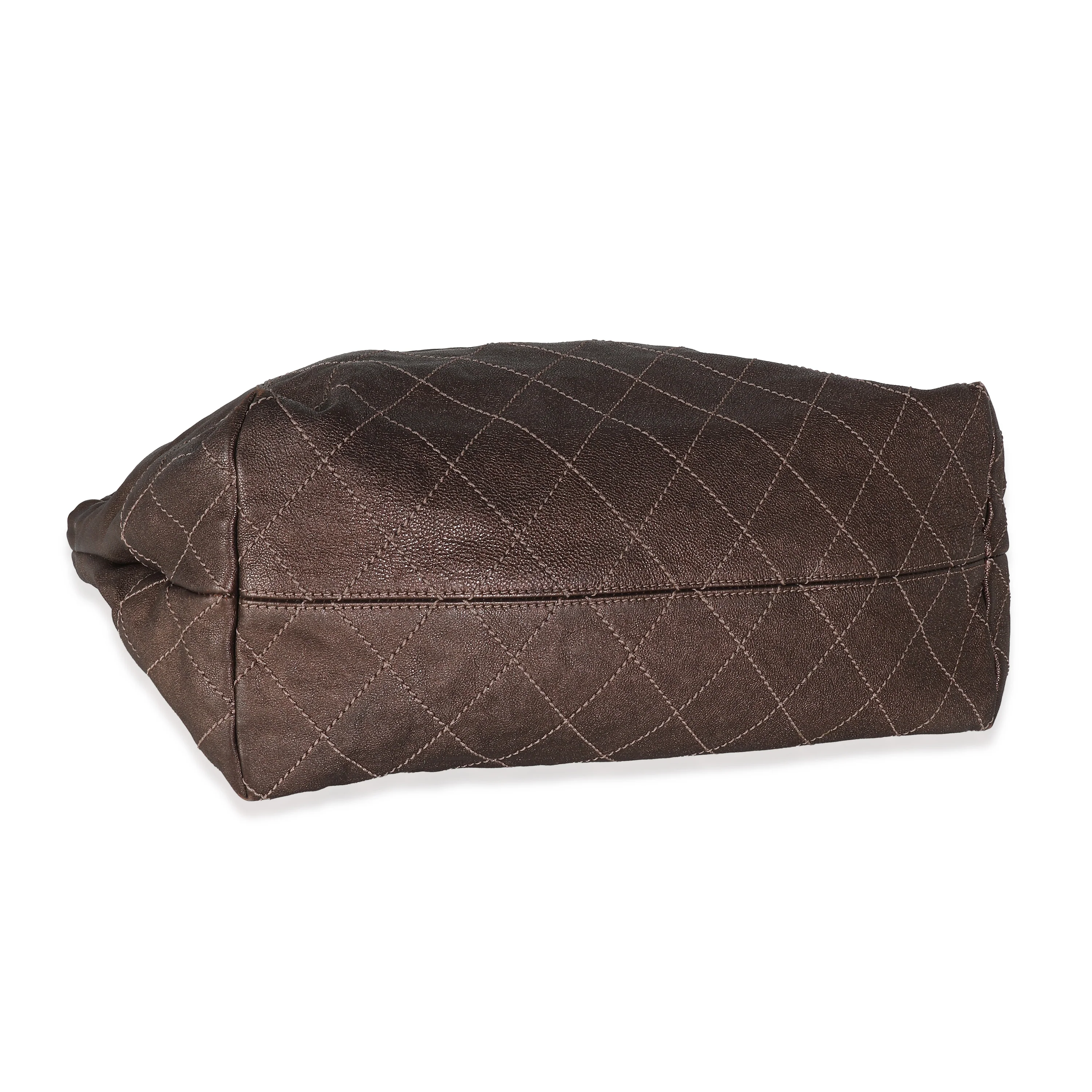 Brown Distressed Caviar Coco Cabas XL Tote - Image 6