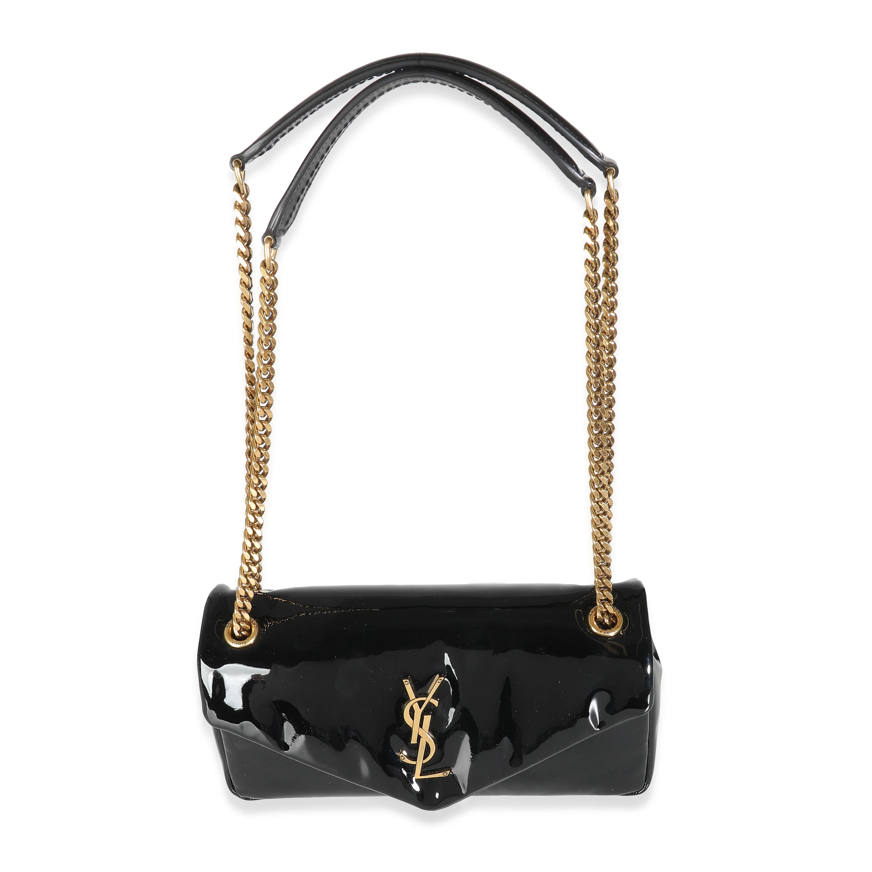 Black Patent Medium Calypso Chain Bag - Image 8