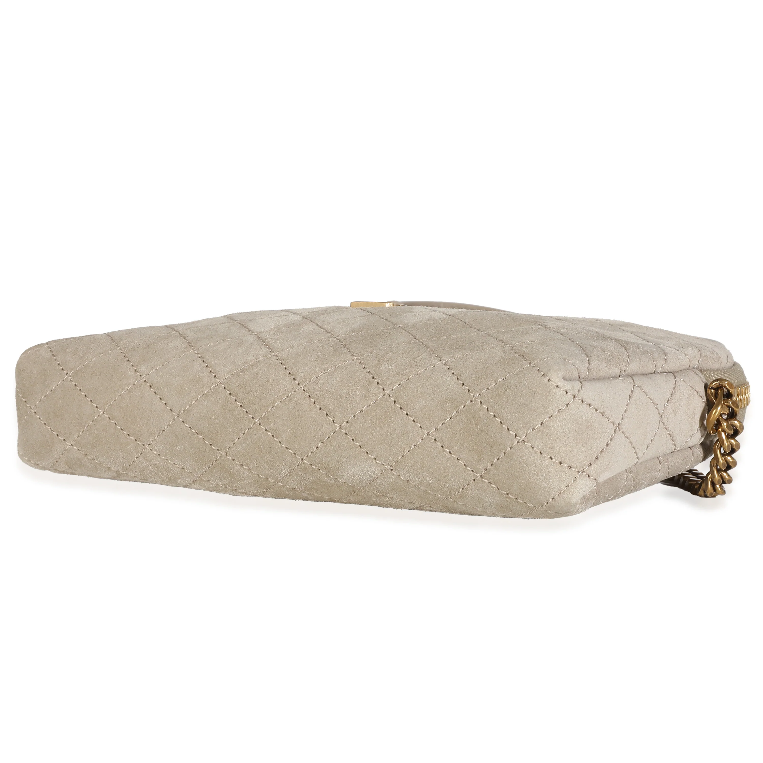 Matt Gold Quilted Suede Gaby Zipped Pouch - Image 5