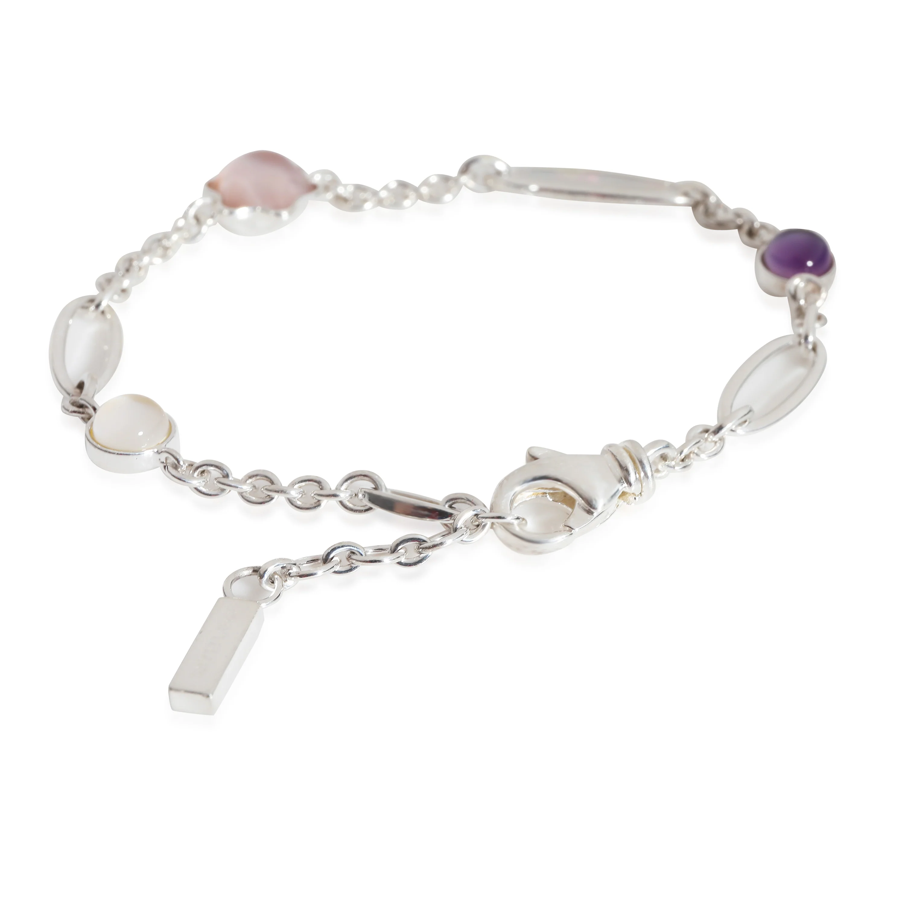 Link Bracelet With Cabochon Stones in Sterling Silver - Image 3