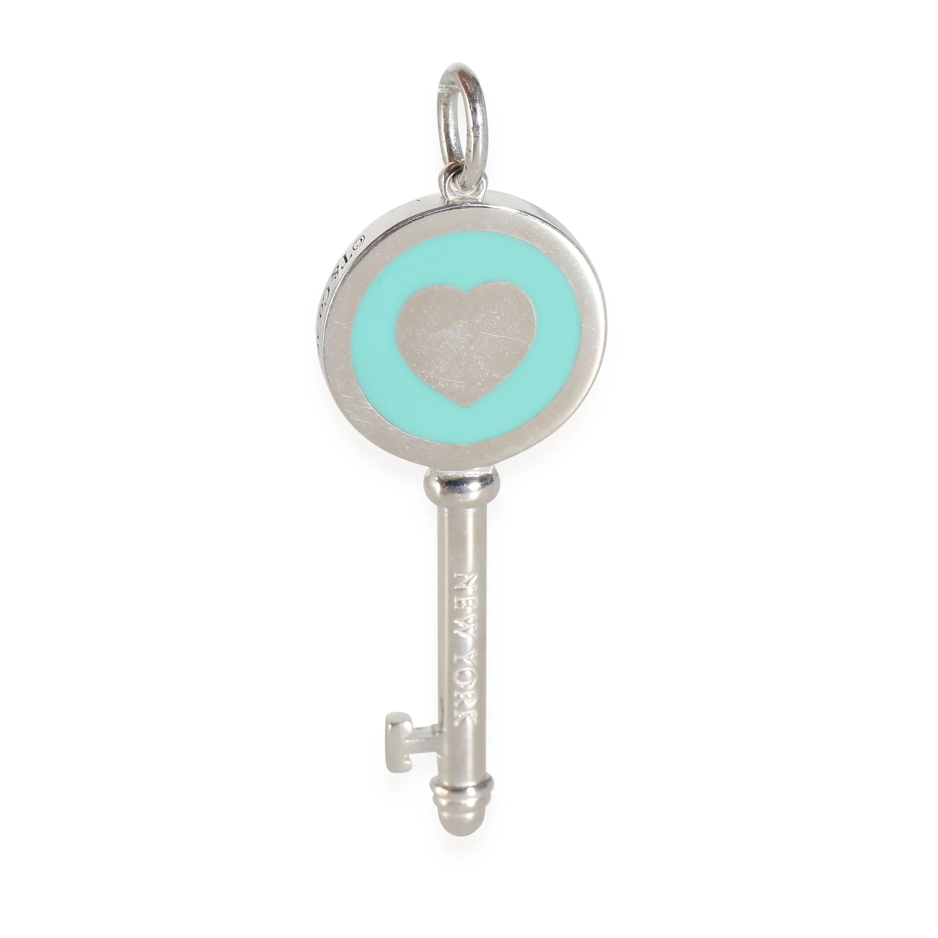 Key Collection Blue Enamel Heart Pendant in Sterling Silver