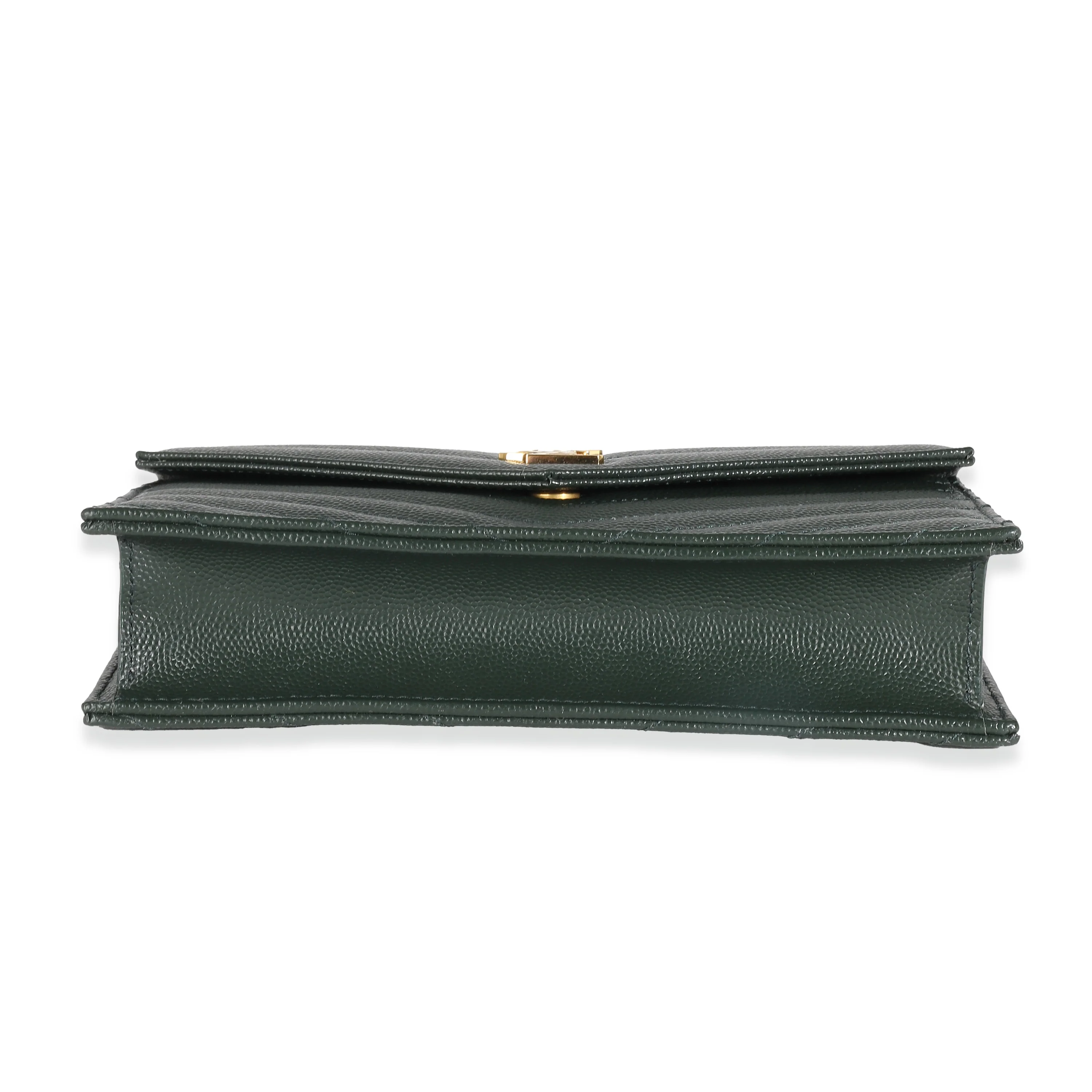 Dark Emerald Grain De Poudre Envelope Chain Wallet - Image 5
