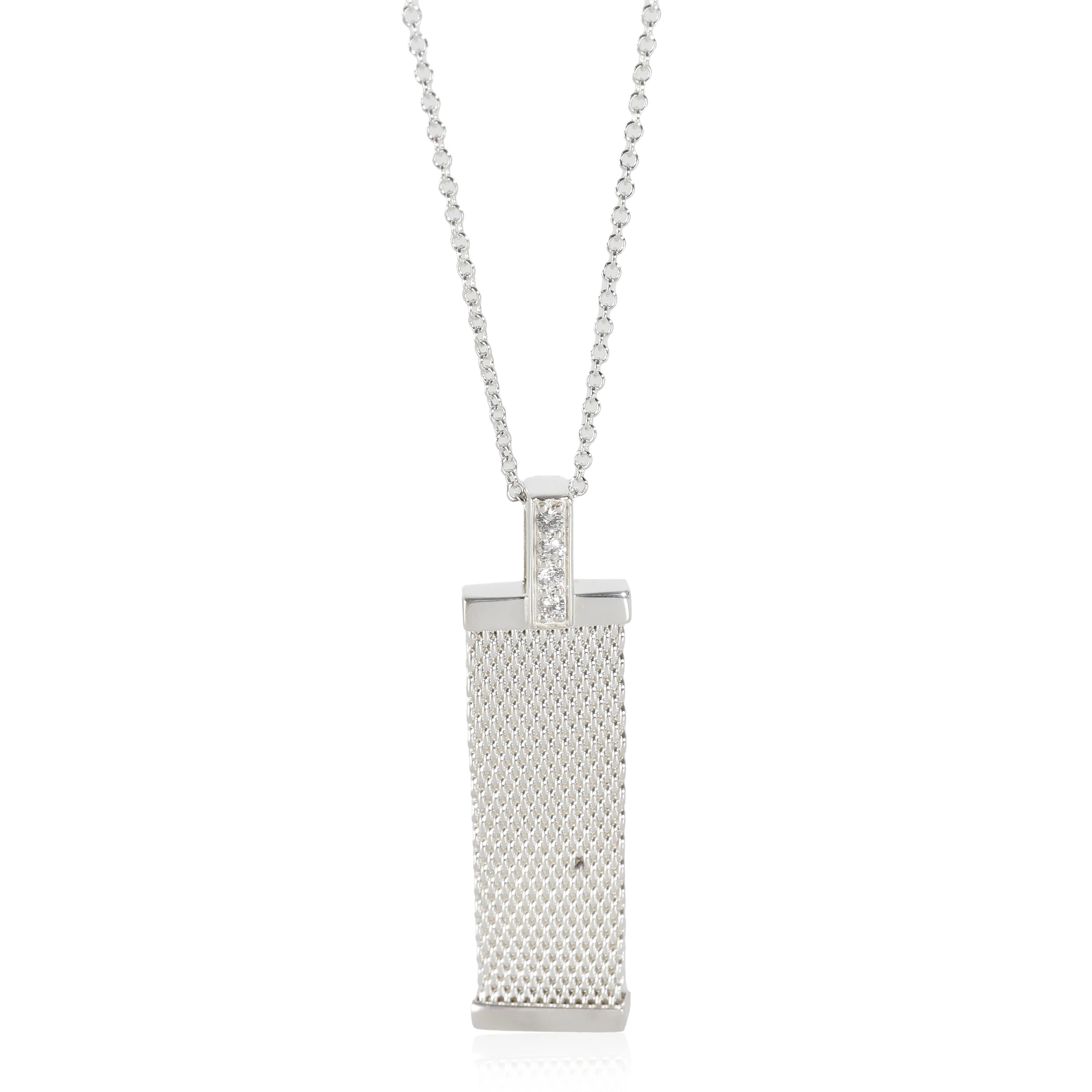 Somerset Mesh Pendant in  Sterling Silver 0.04 CTW