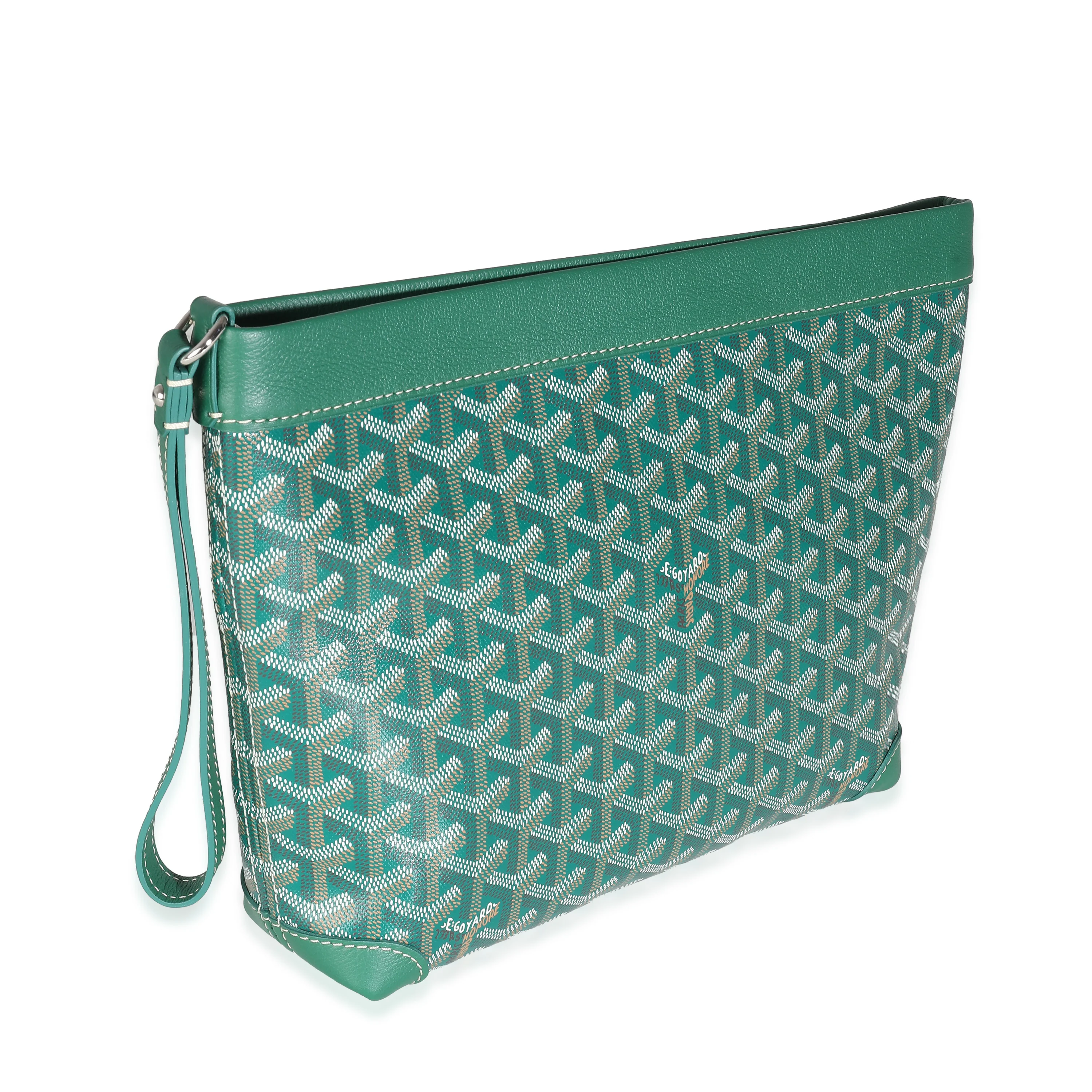 Green Goyardine Canvas Conti Pouch - Image 3