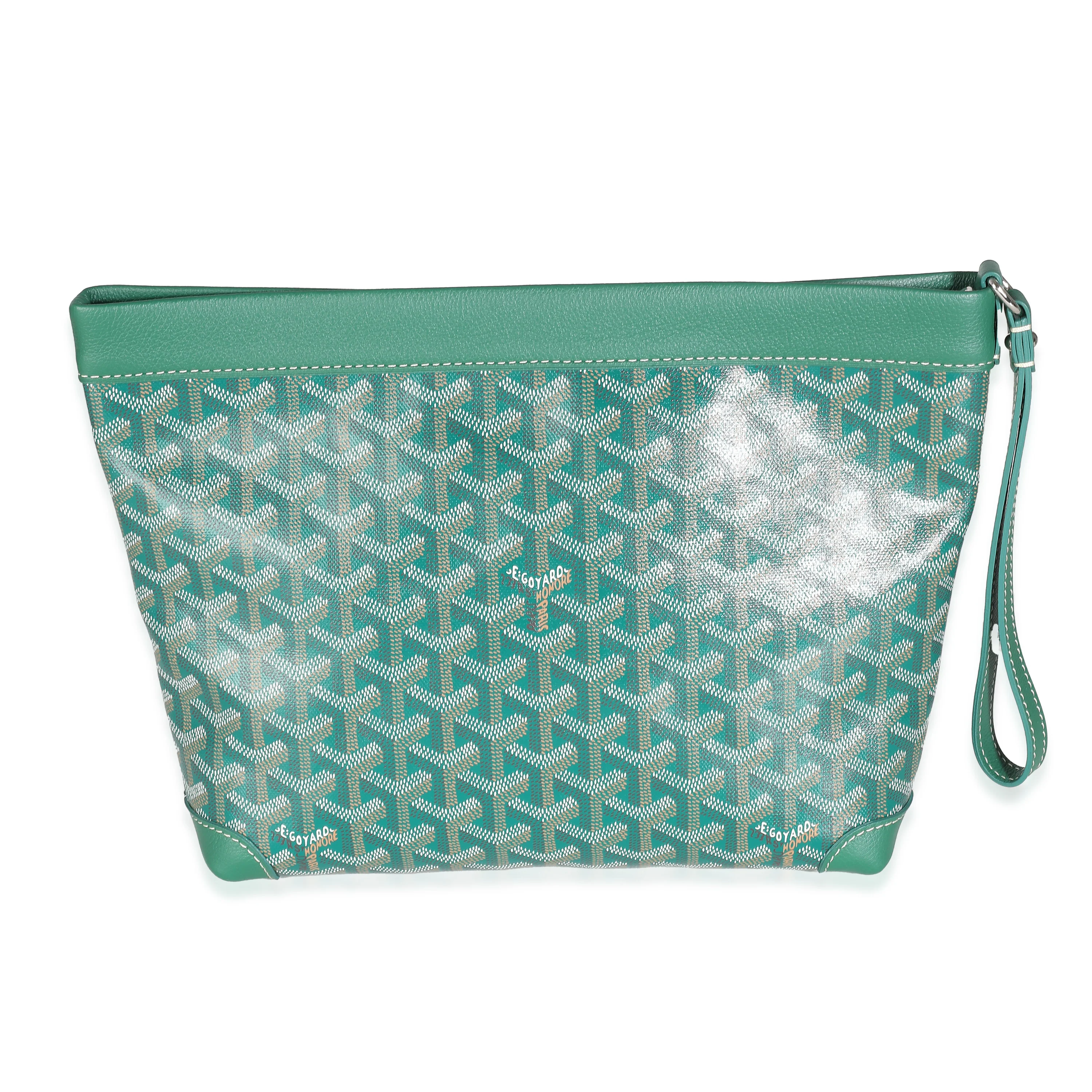Green Goyardine Canvas Conti Pouch - Image 5