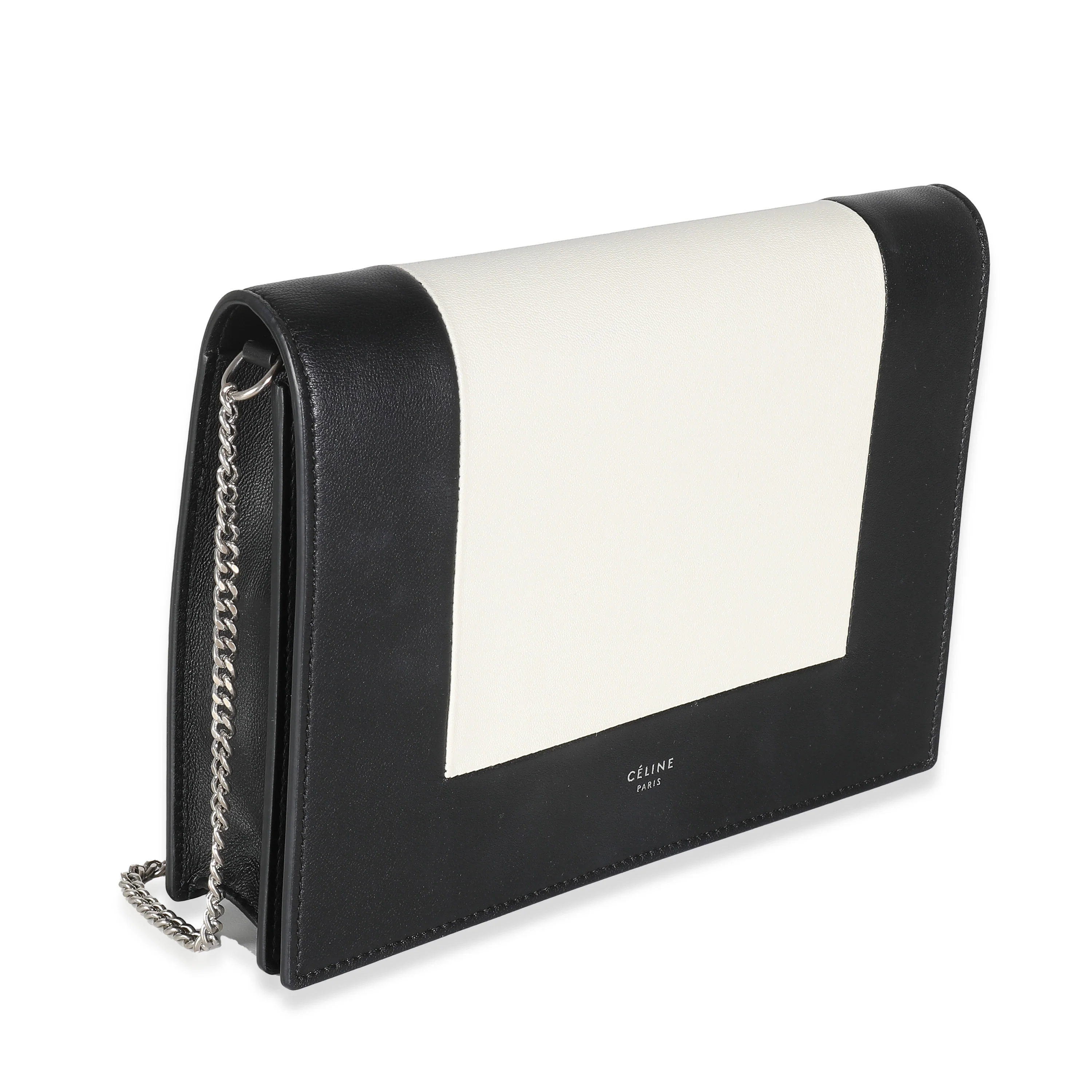 Black White Smooth Calfskin Frame Clutch - Image 3