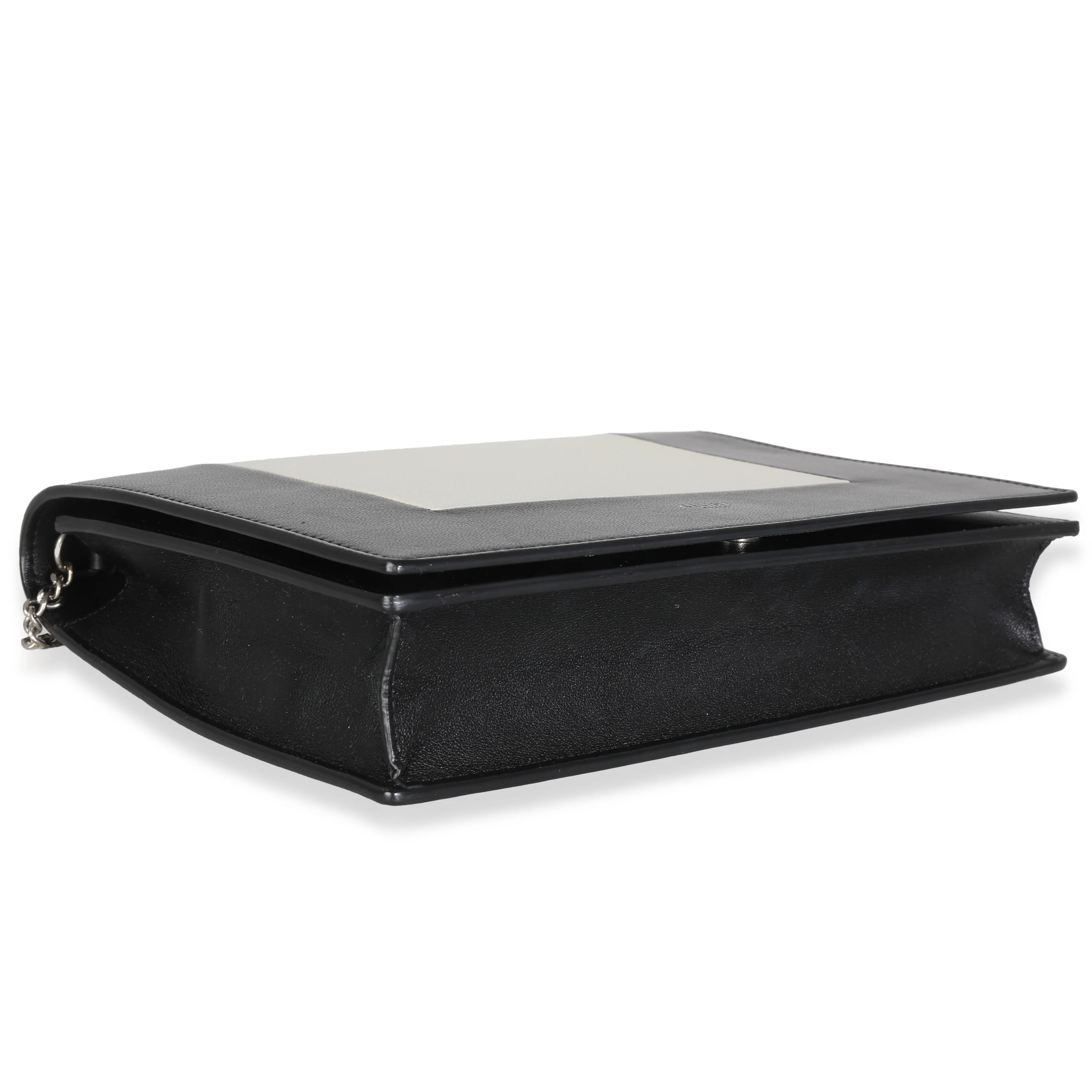 Black White Smooth Calfskin Frame Clutch - Image 6
