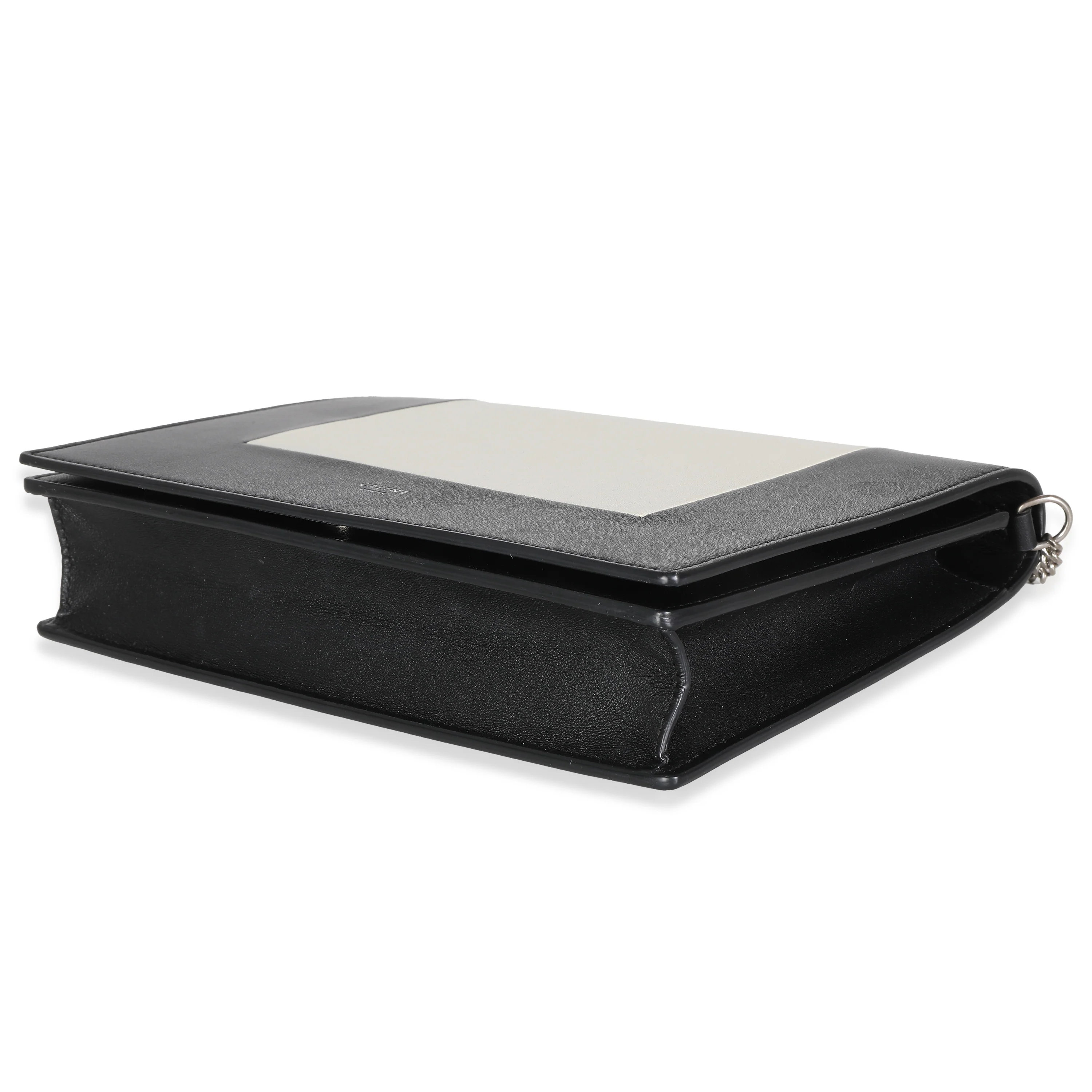 Black White Smooth Calfskin Frame Clutch - Image 7