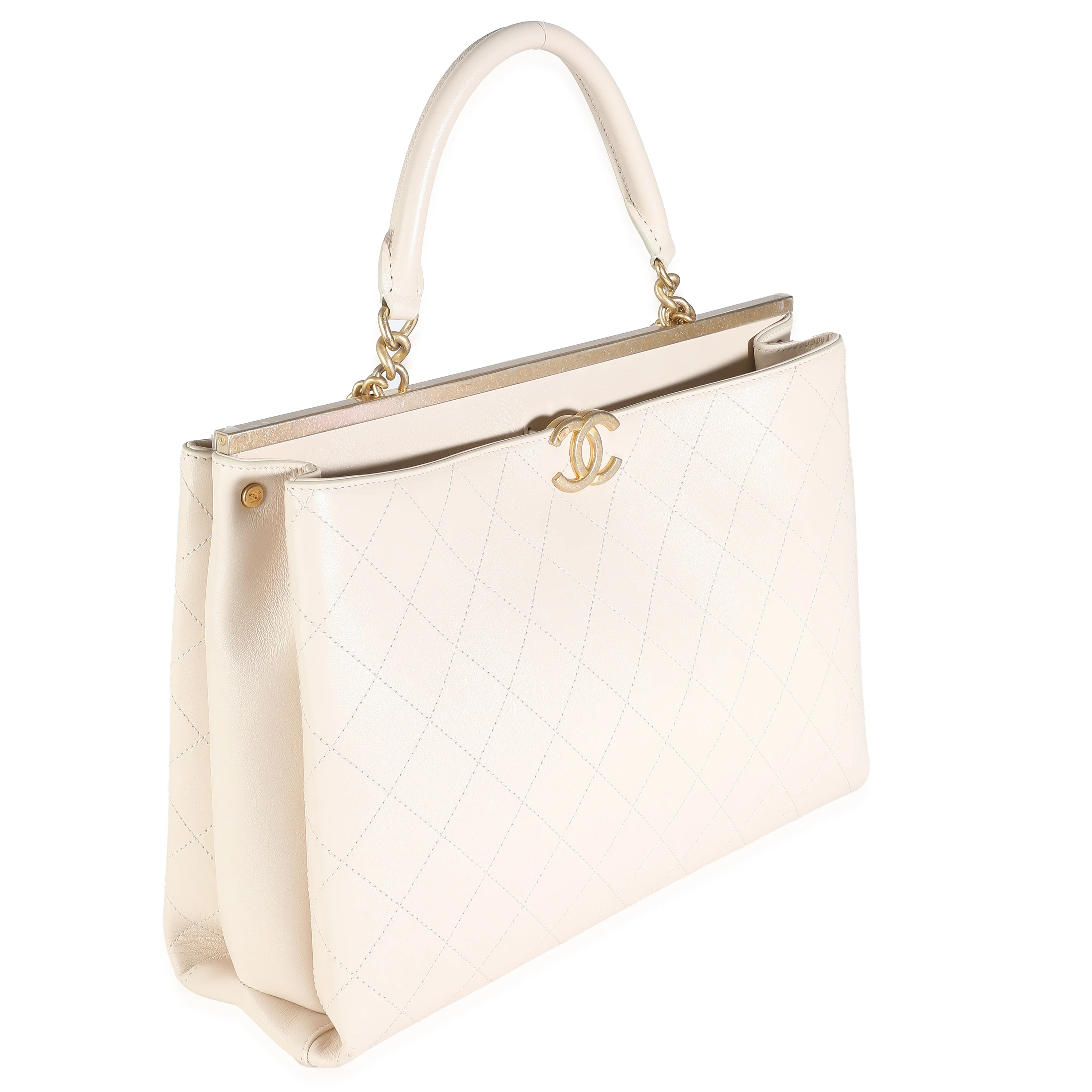 Beige Quilted Calfskin Large Coco Luxe Shopping Tote - Image 3