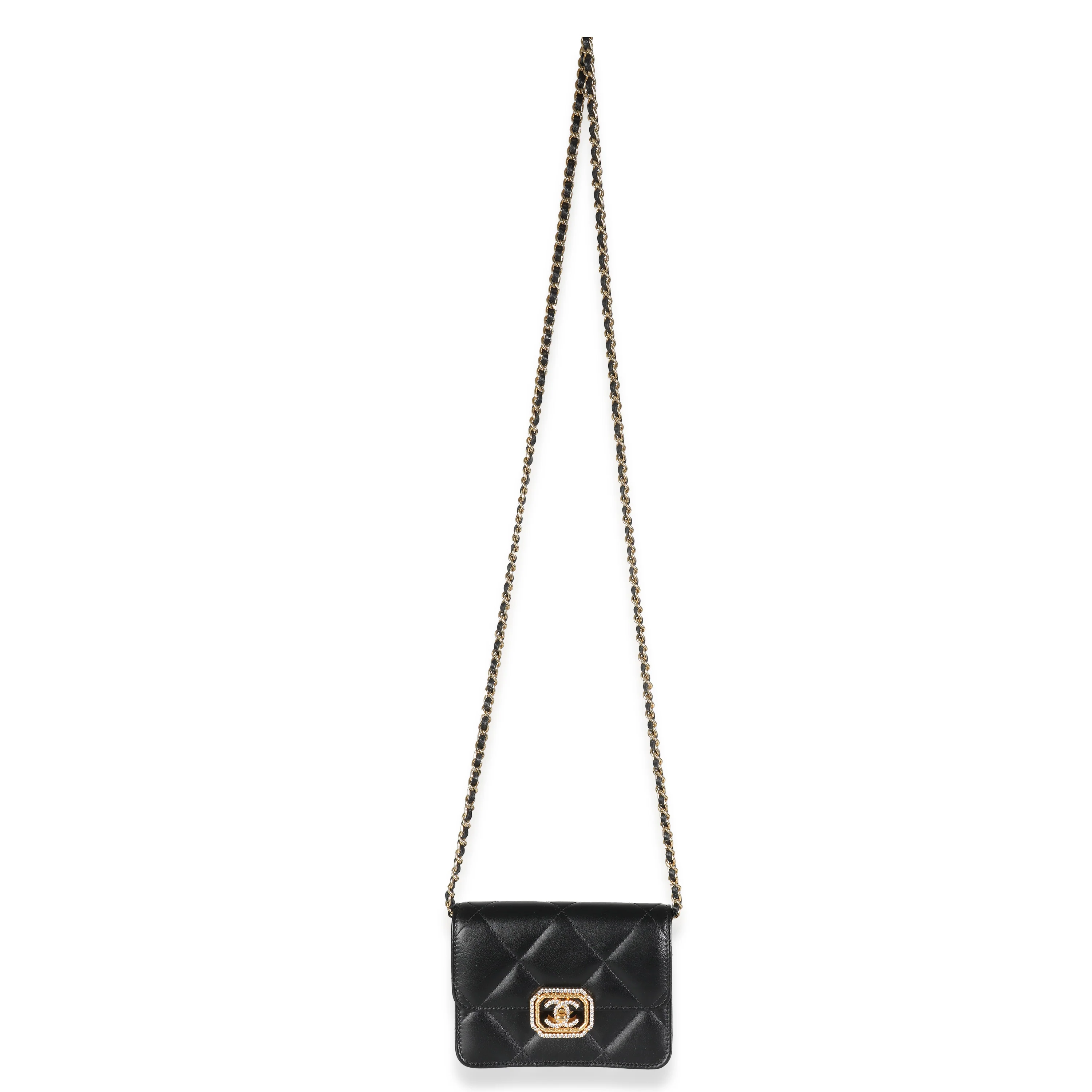 Black Quilted Calfskin Strass Mini Flap Bag - Image 7