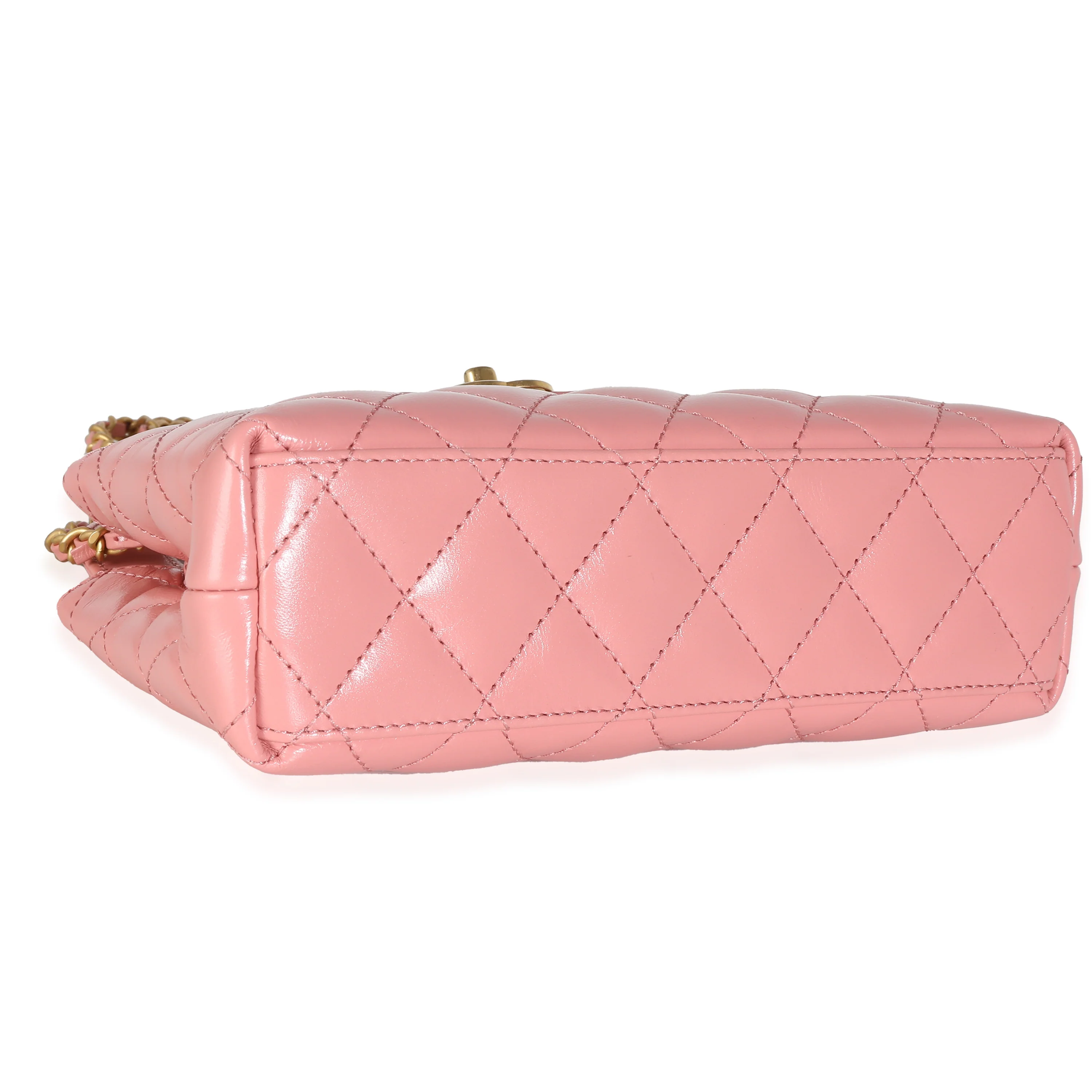 Pink Shiny Aged Calfskin Quilted Nano Kelly Shopper - Image 4
