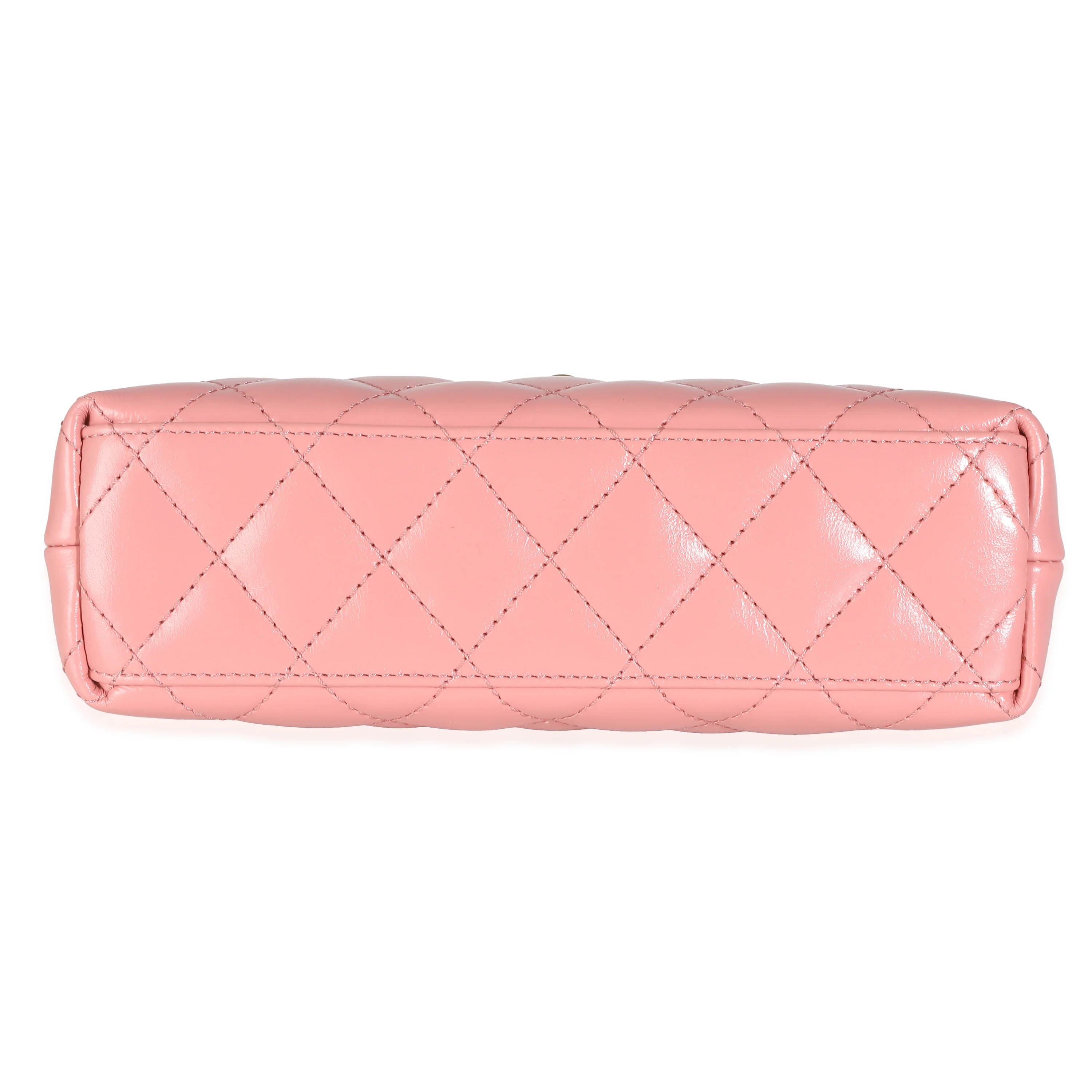 Pink Shiny Aged Calfskin Quilted Nano Kelly Shopper - Image 5