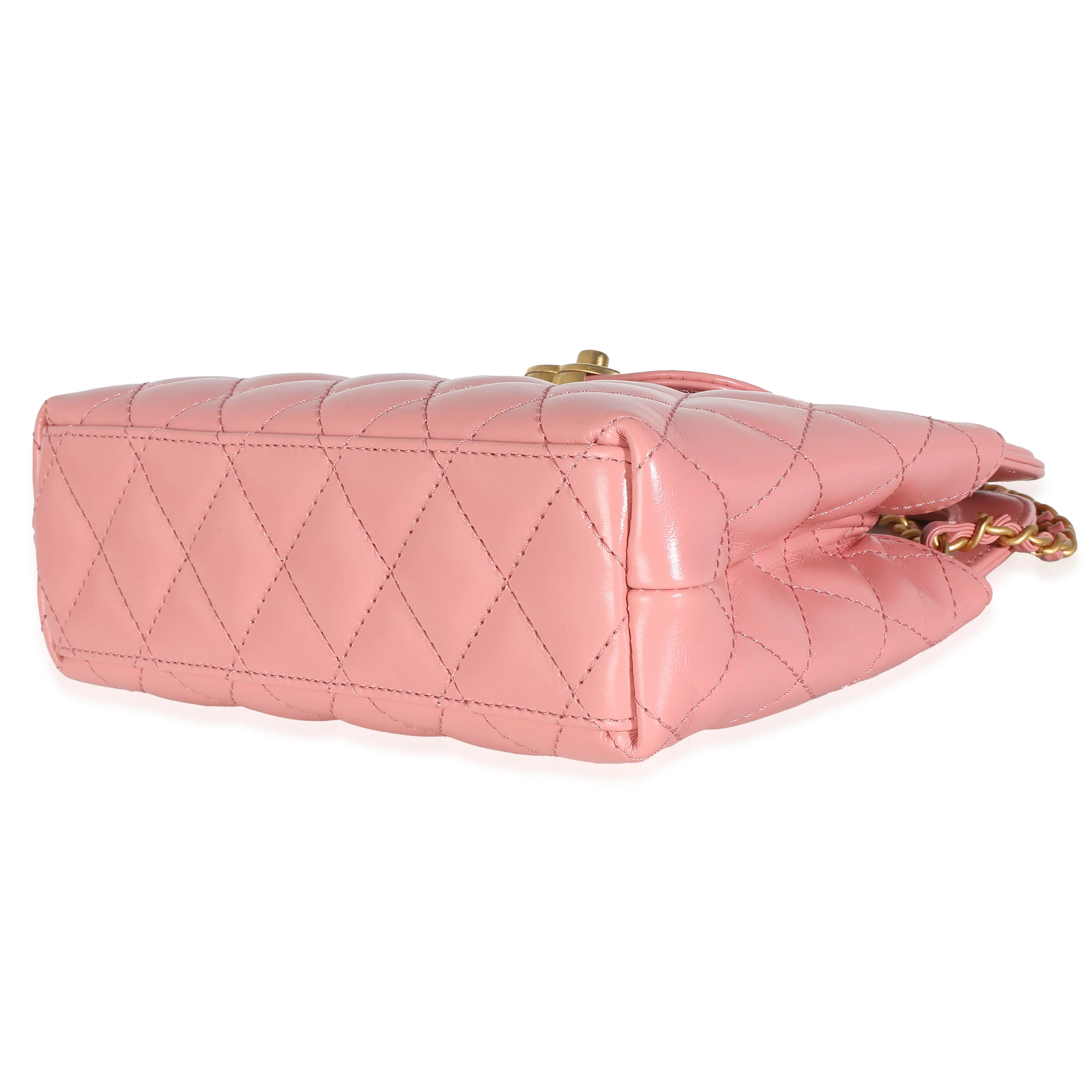 Pink Shiny Aged Calfskin Quilted Nano Kelly Shopper - Image 7