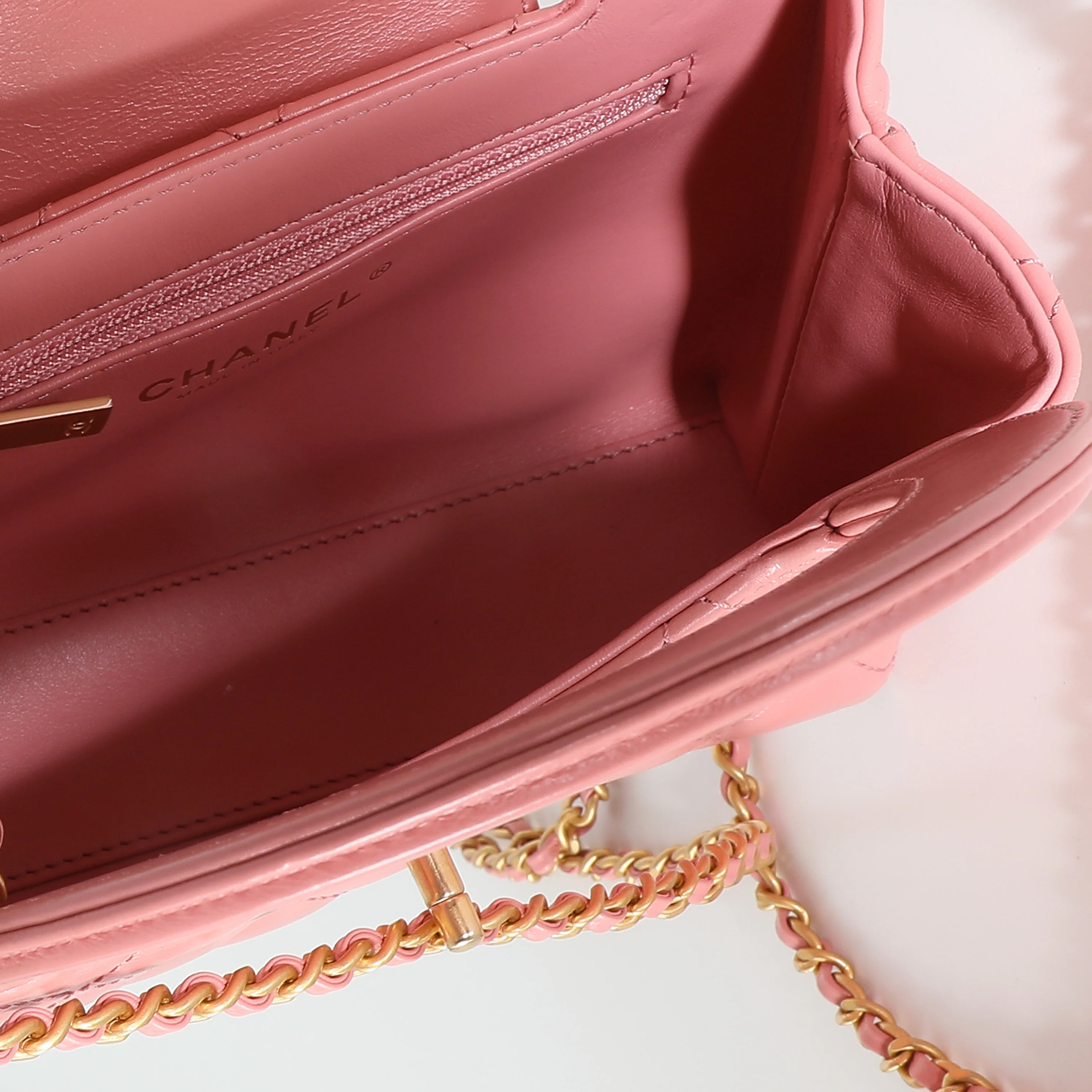 Pink Shiny Aged Calfskin Quilted Nano Kelly Shopper - Image 8