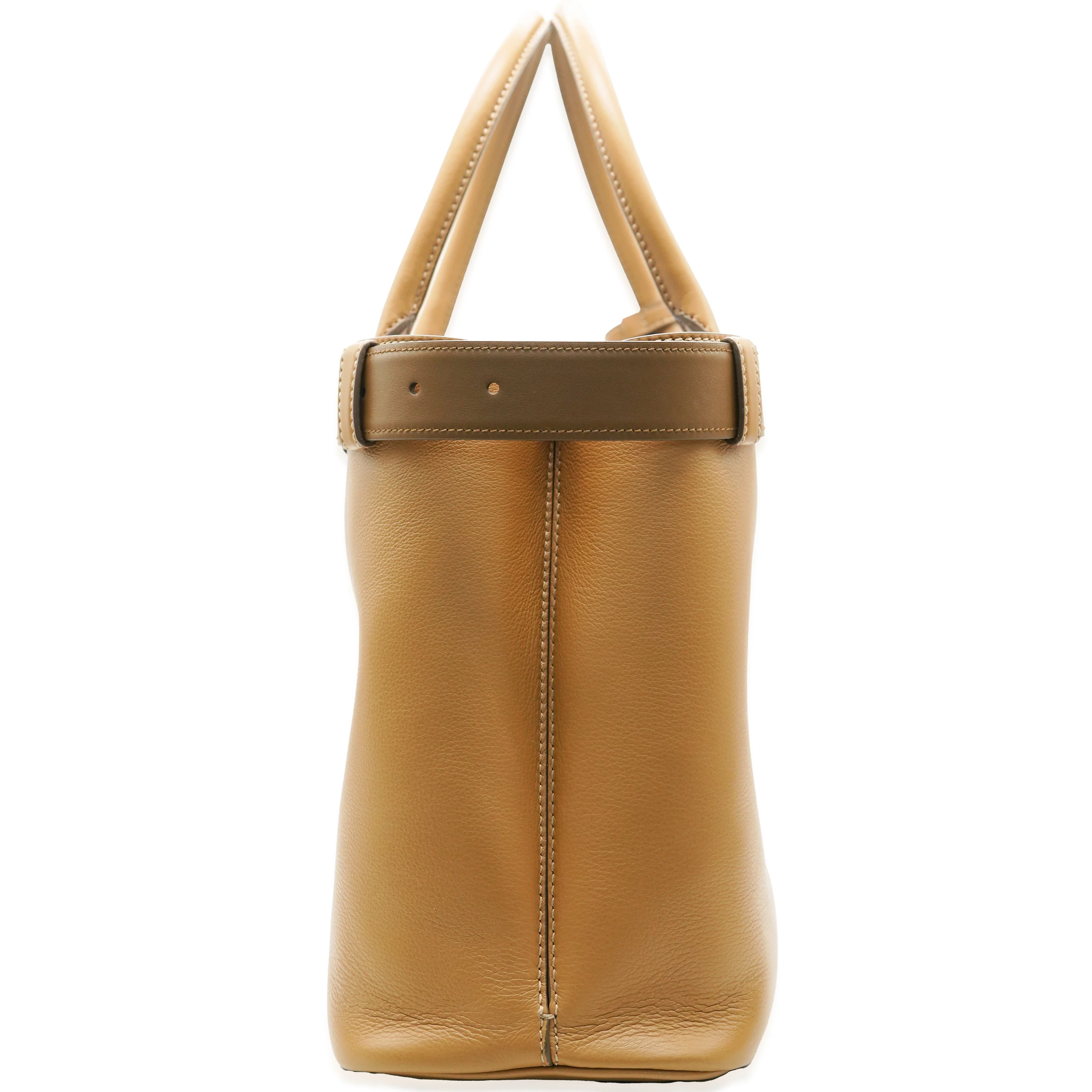 Caramel Leather Large Buckle Tote - Image 4