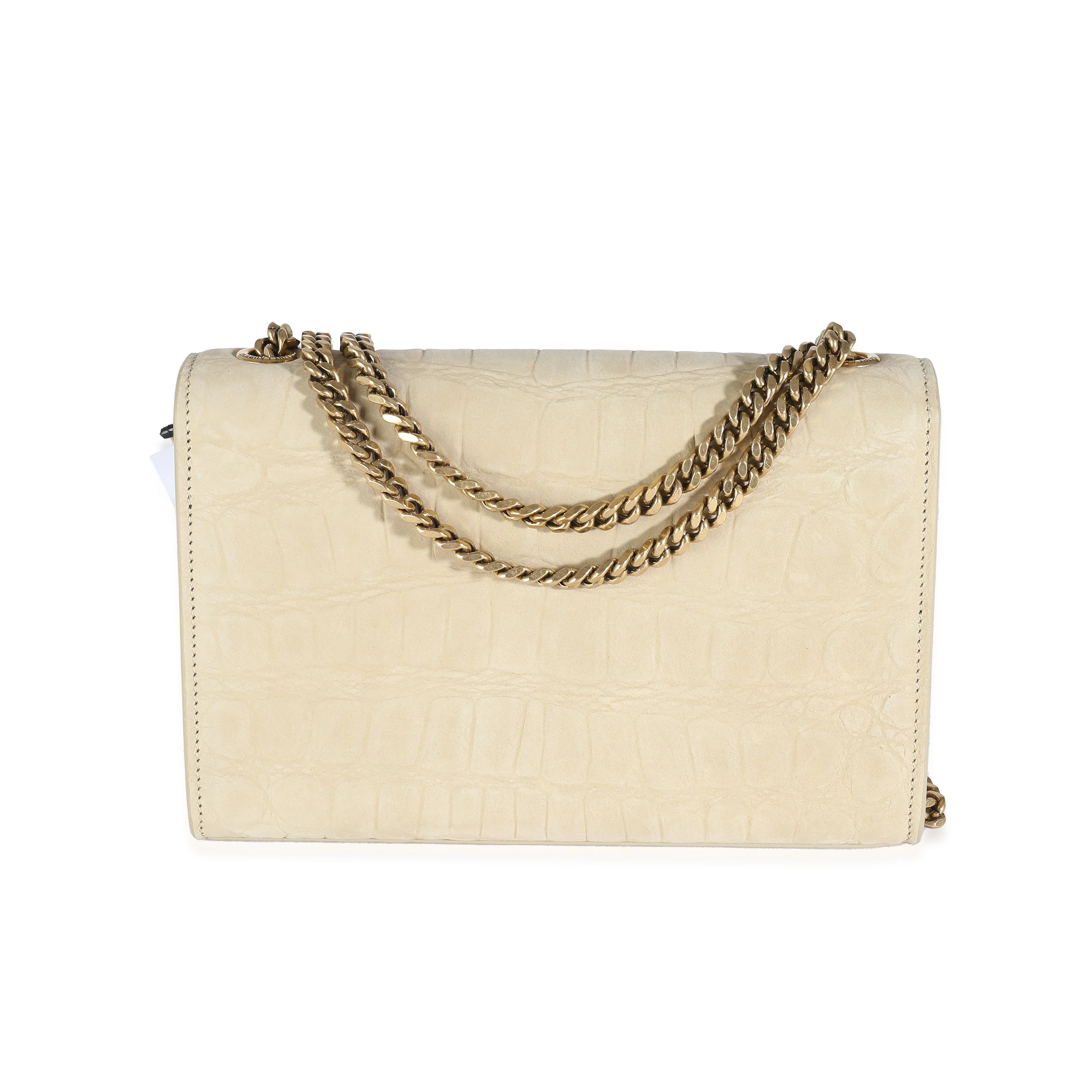 Nougat Beige Croc Embossed Suede Small Kate Chain Bag - Image 4