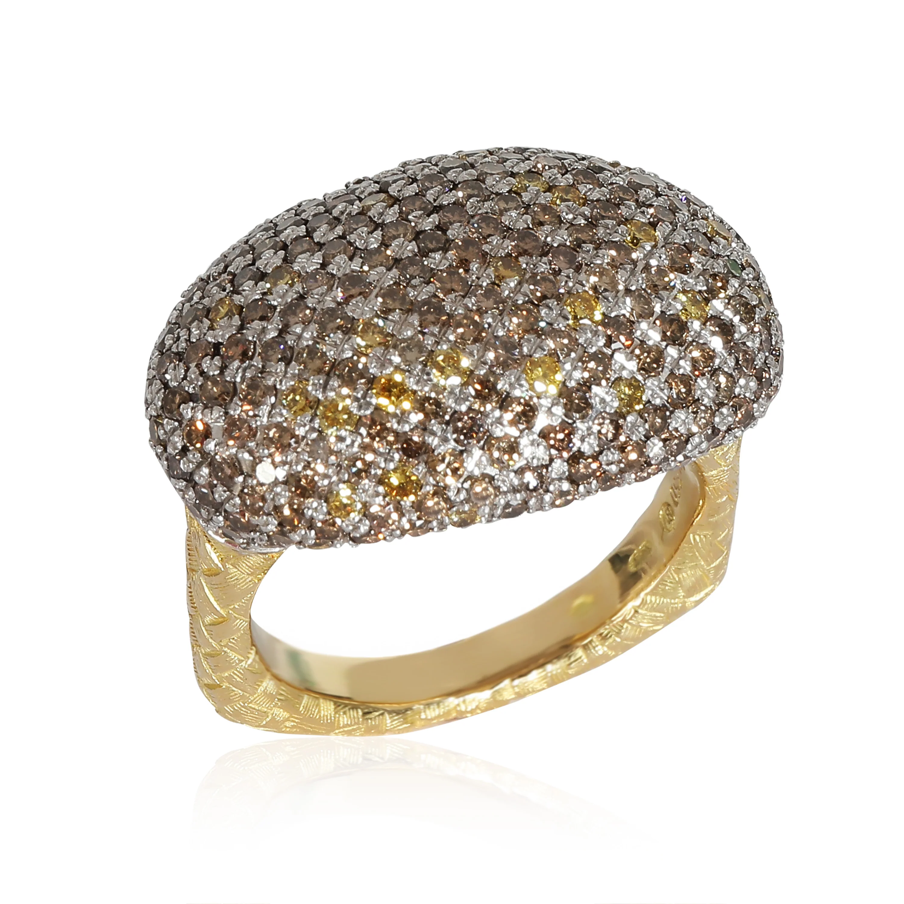 Color Diamond Cocktail Ring in 18k White Gold/Yellow Gold 3 CTW - Image 2