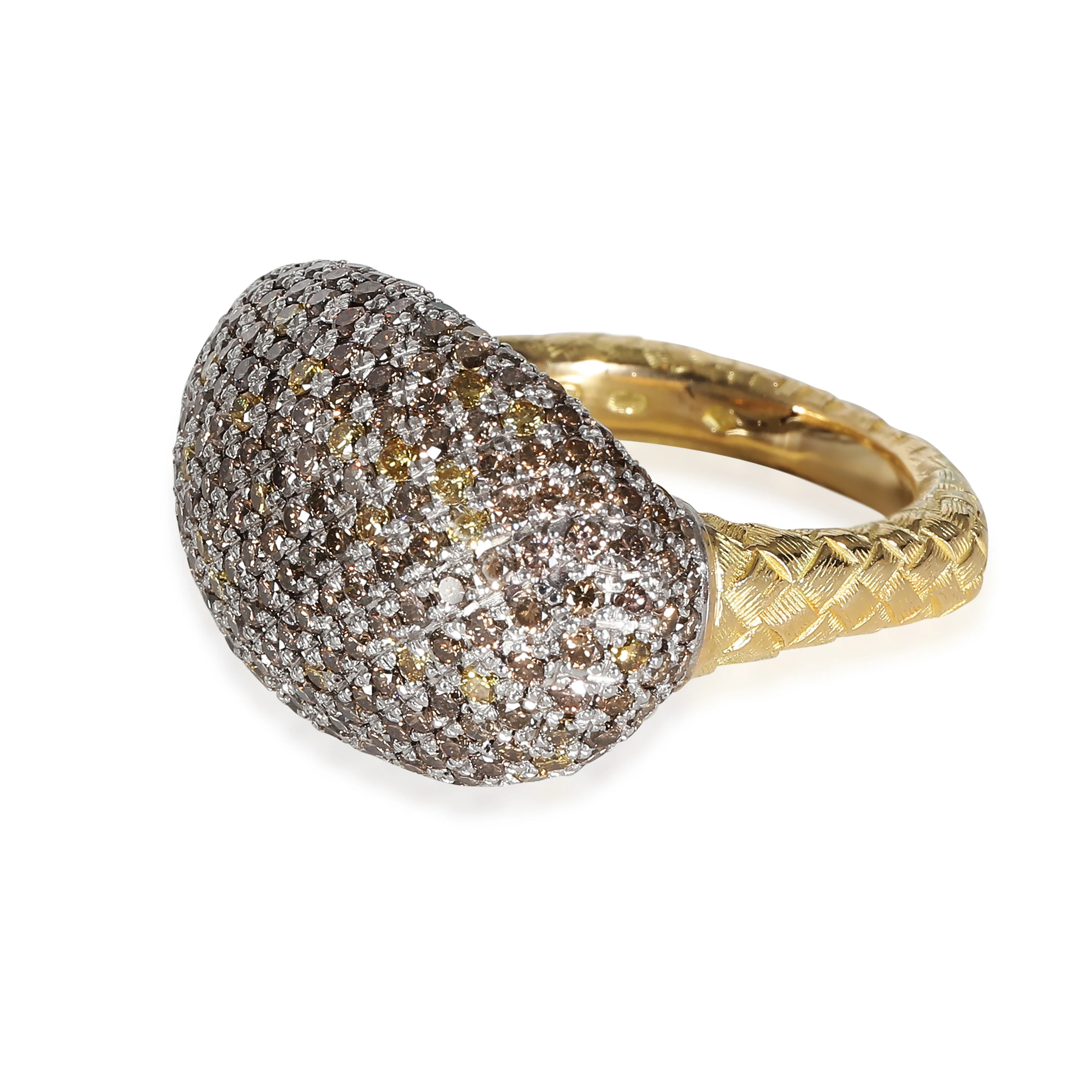 Color Diamond Cocktail Ring in 18k White Gold/Yellow Gold 3 CTW - Image 4
