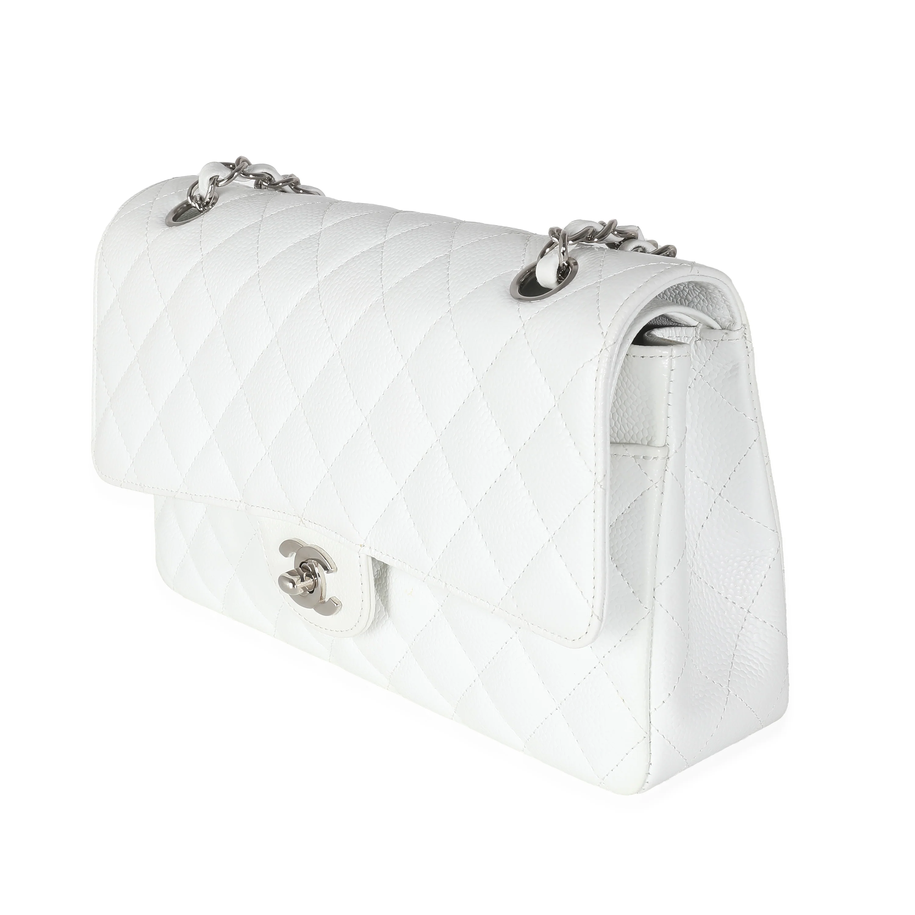 White Quilted  Medium Classic Double Flap Bag - Image 2