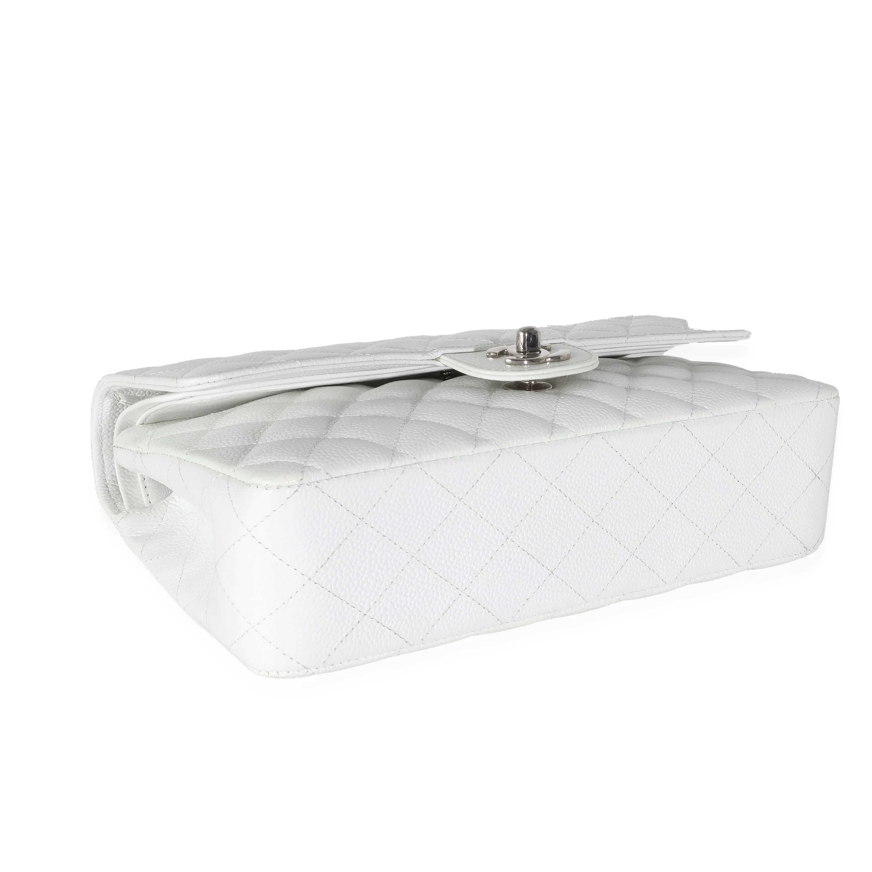 White Quilted  Medium Classic Double Flap Bag - Image 5