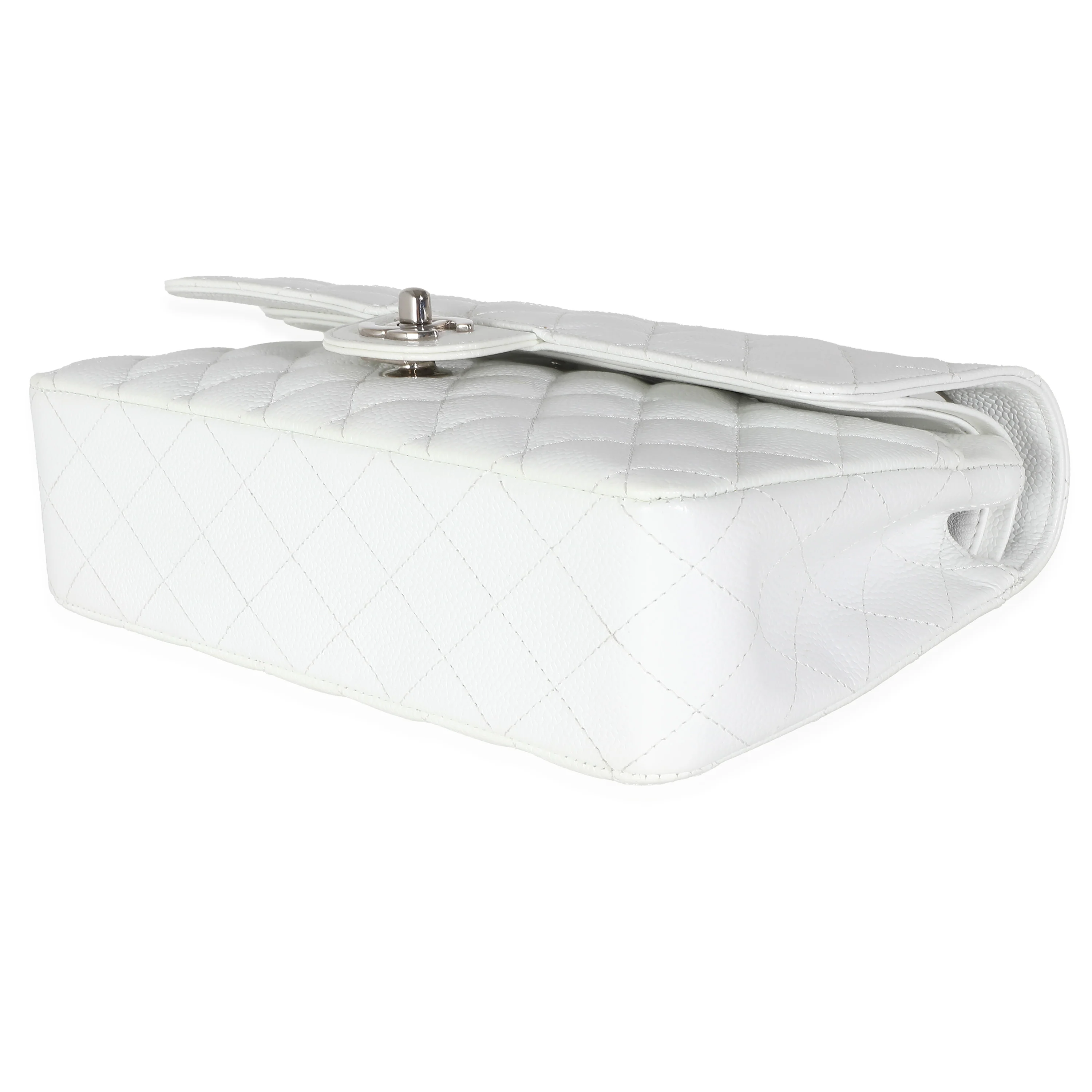 White Quilted  Medium Classic Double Flap Bag - Image 6