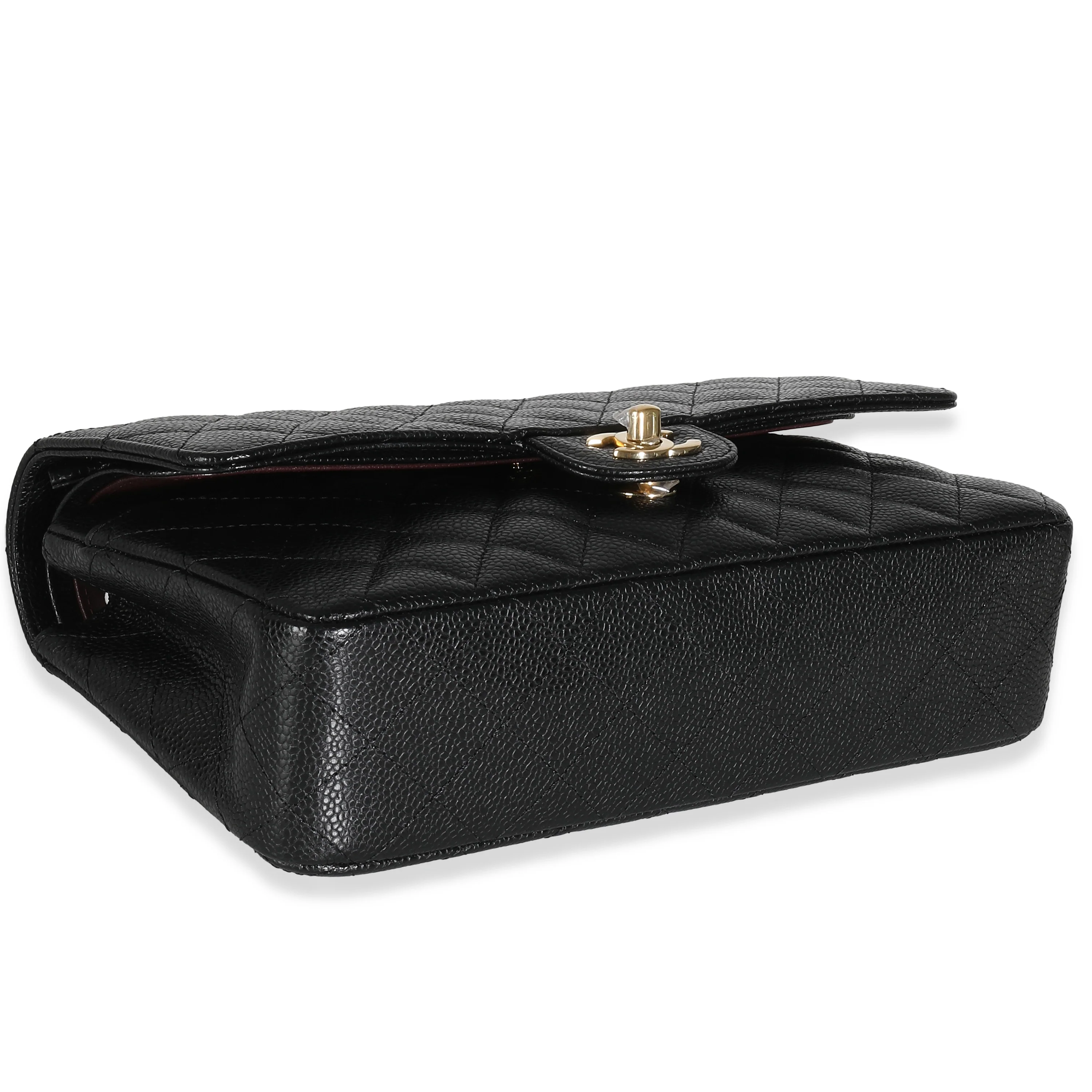 Black Quilted Caviar Medium Classic Double Flap Handbag - Image 8