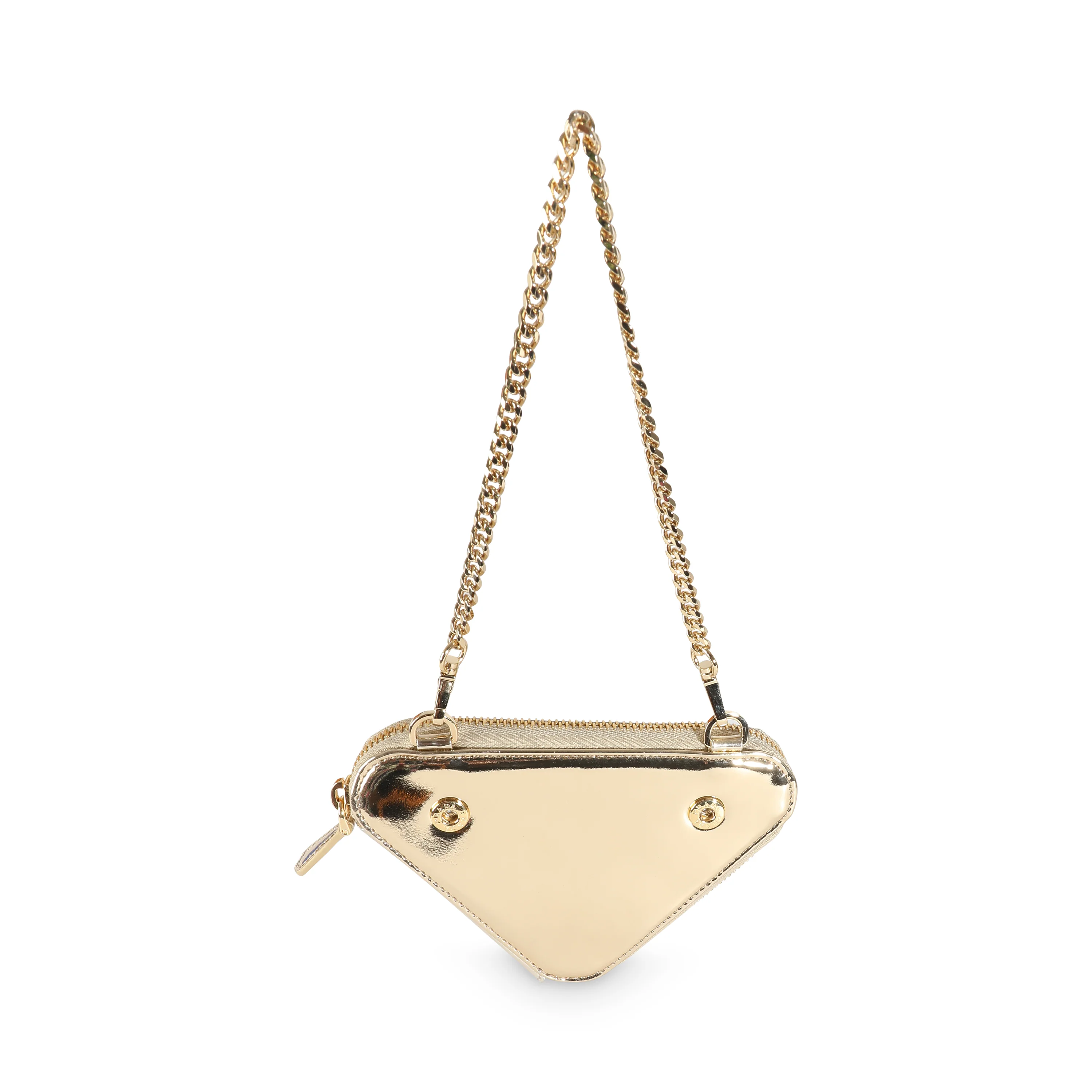 Gold Satin Crystal Embellished Mini Triangular Pouch - Image 4