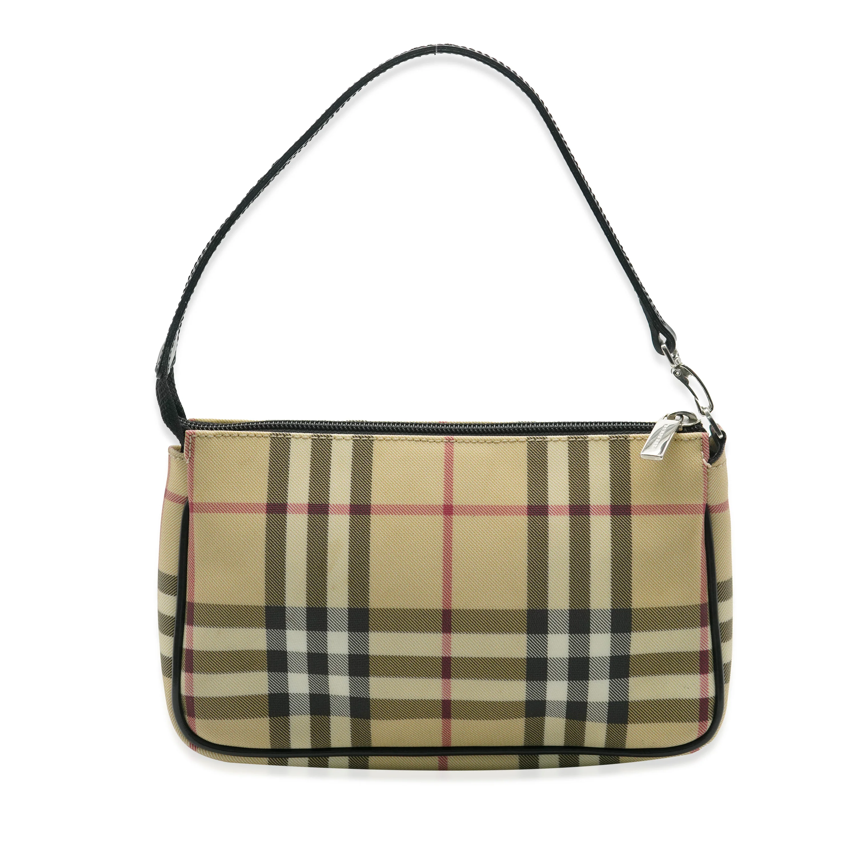 Beige House Check Canvas Pochette - Image 4