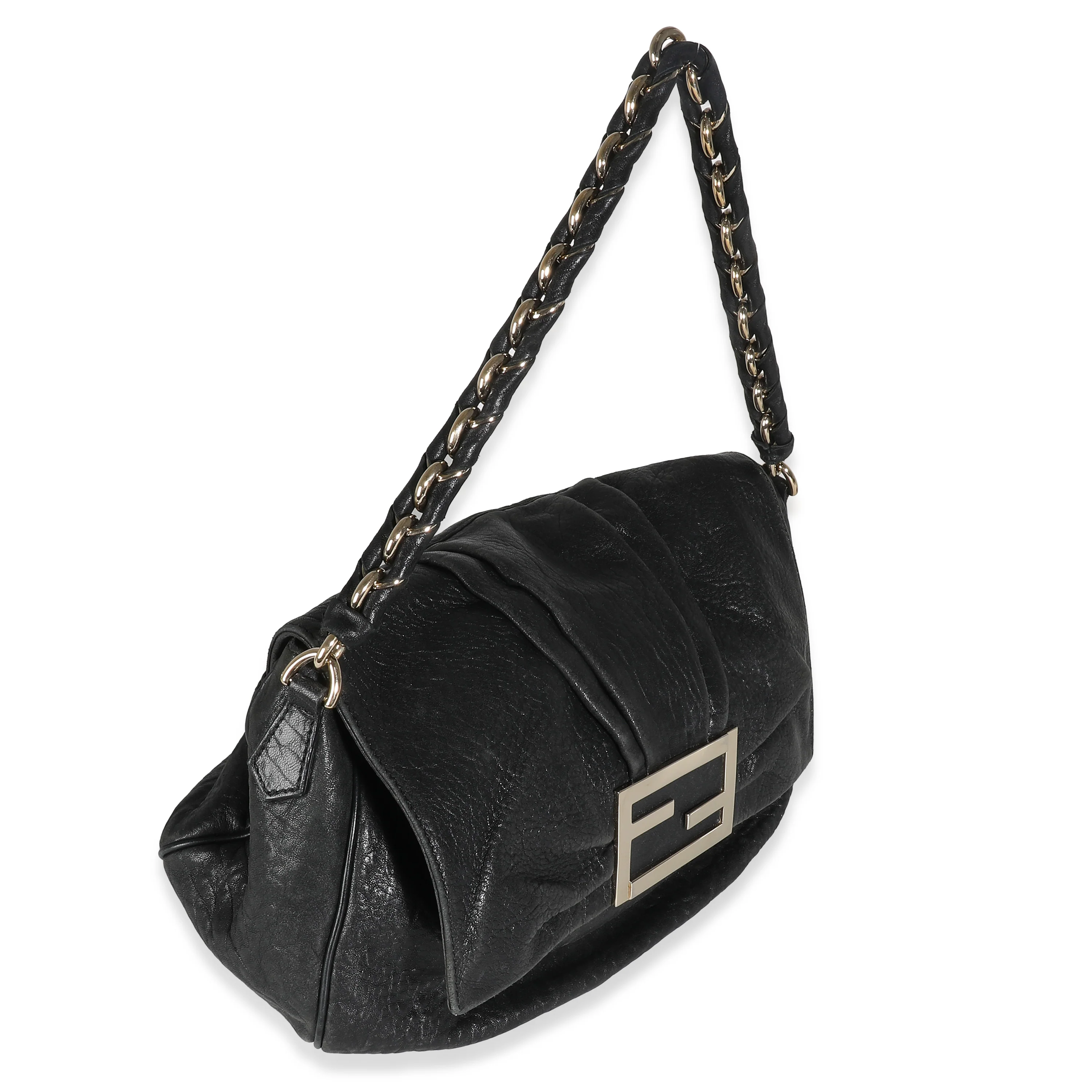 Black Crinkled Lambskin Mia Flap Bag - Image 3