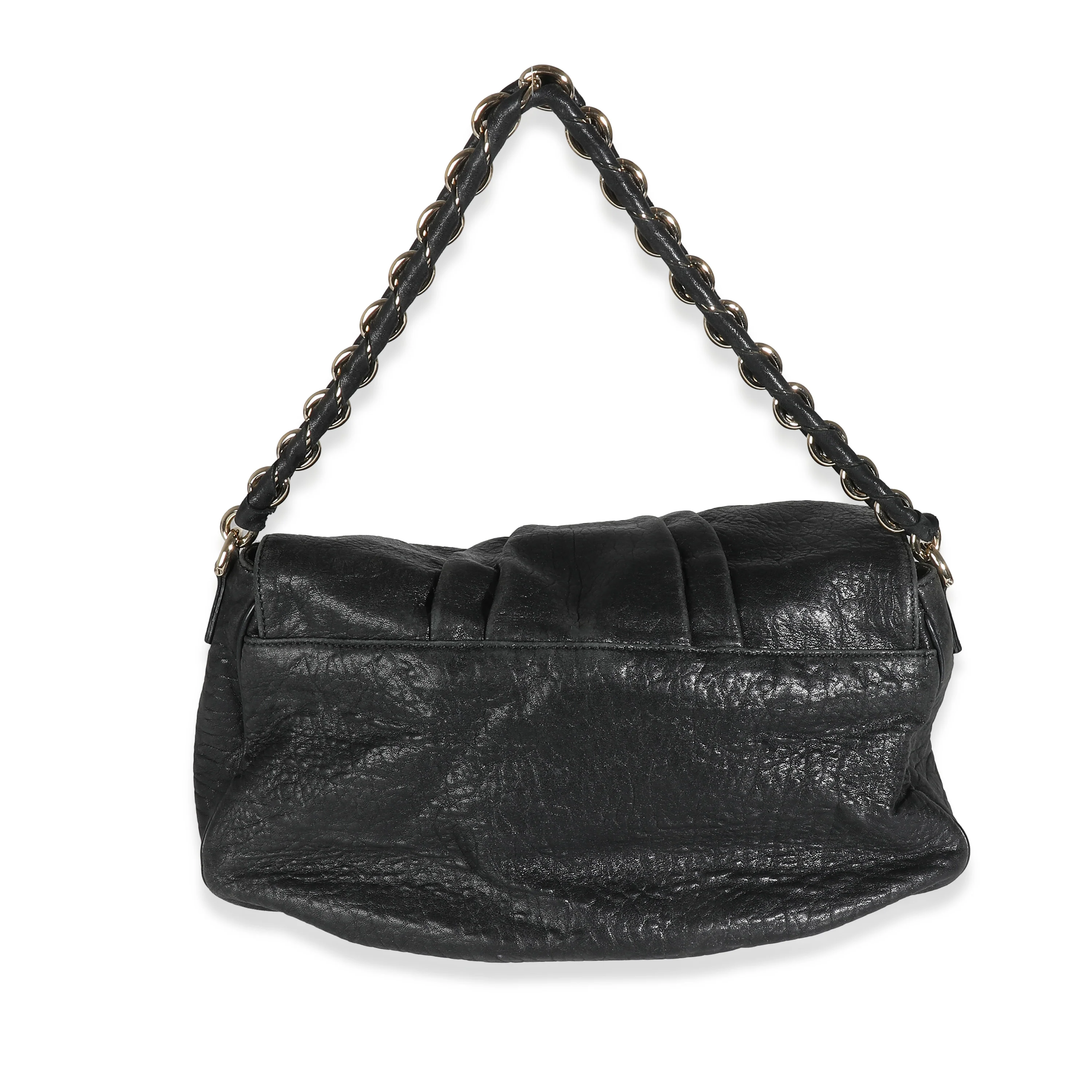 Black Crinkled Lambskin Mia Flap Bag - Image 4