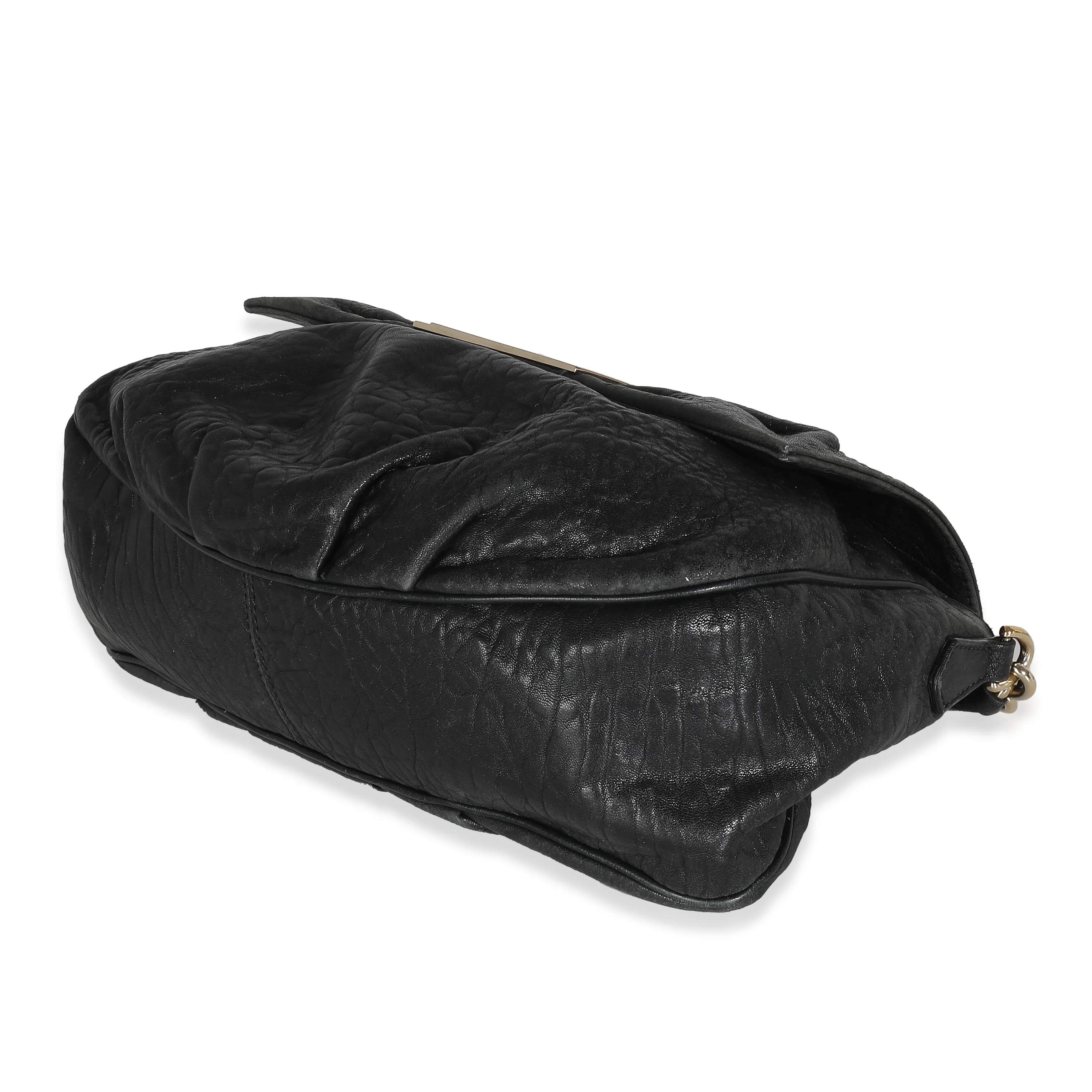 Black Crinkled Lambskin Mia Flap Bag - Image 7