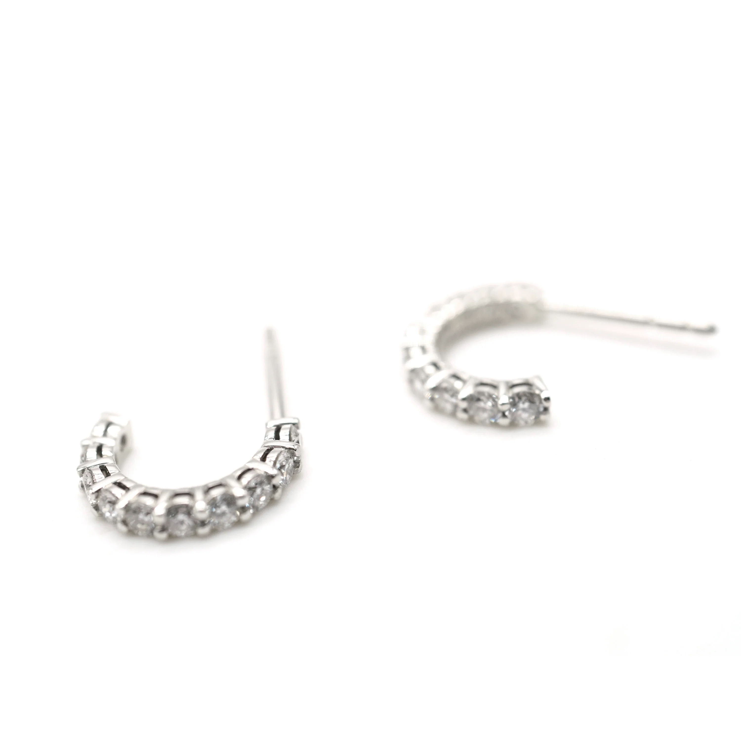 Shared Prong Small Diamond Hoop in Platinum  1/2 Ctw - Image 2
