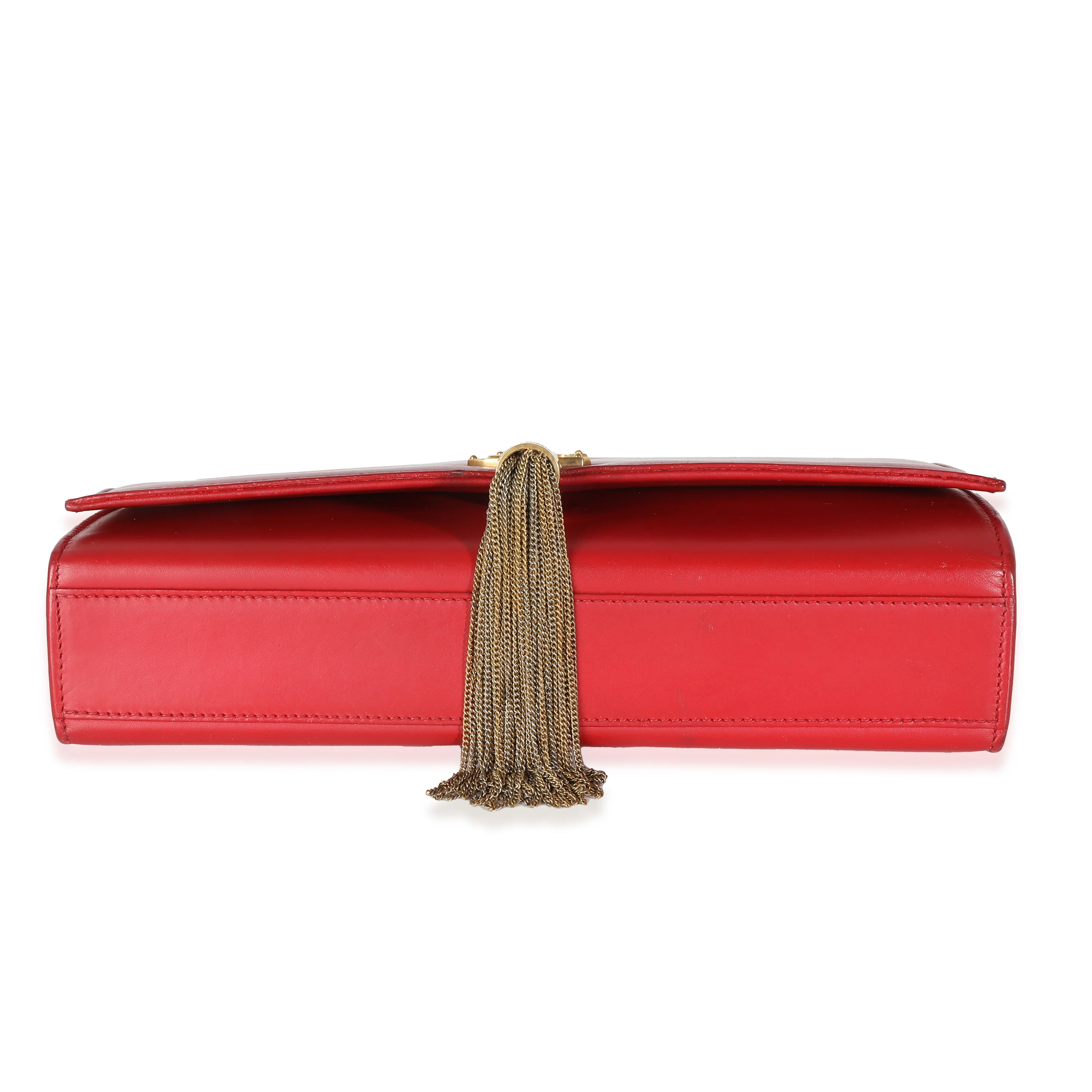 Red Smooth Calfskin Medium Classic Monogram Kate Tassel Satchel - Image 5