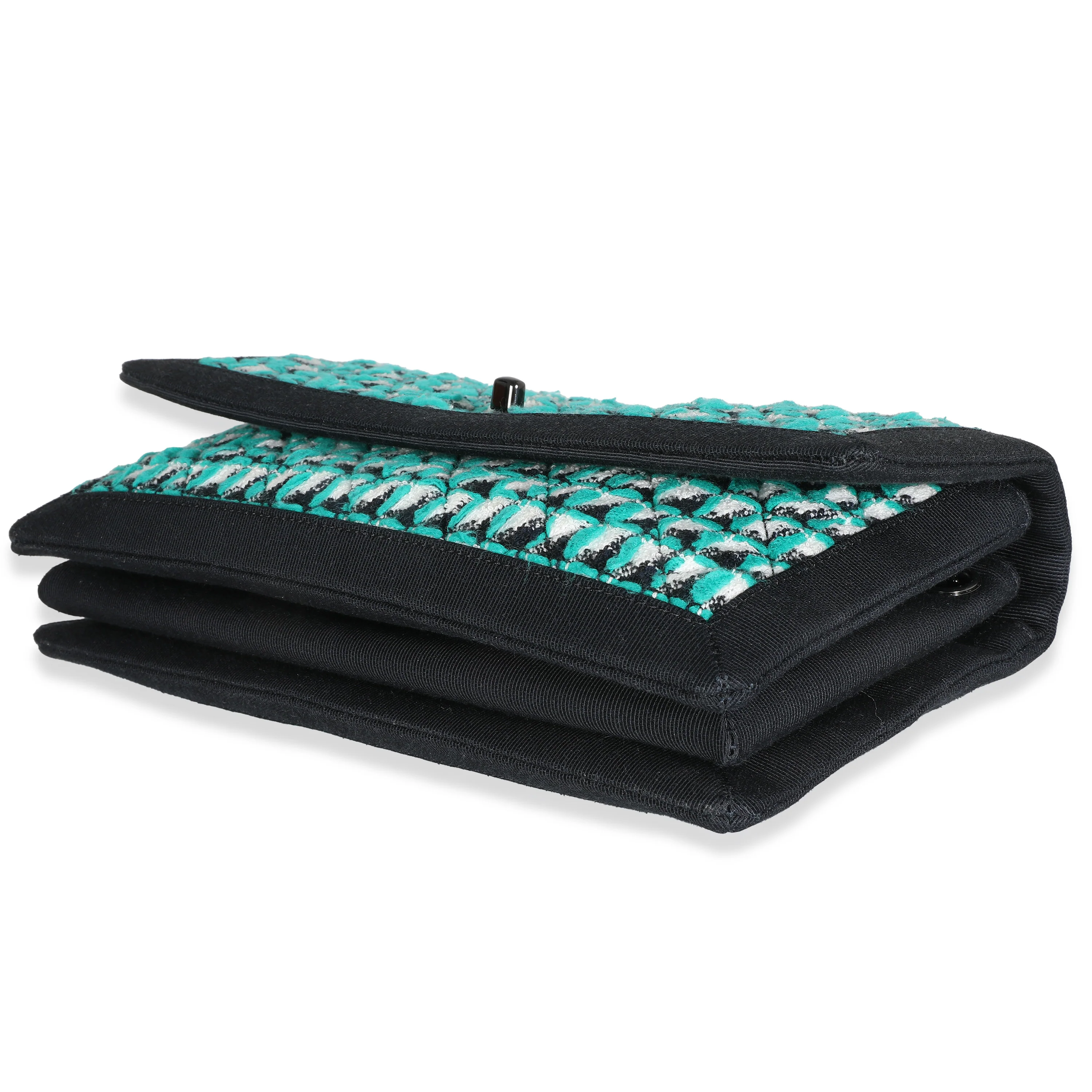 Green White Black Tweed CC Flap Bag - Image 7