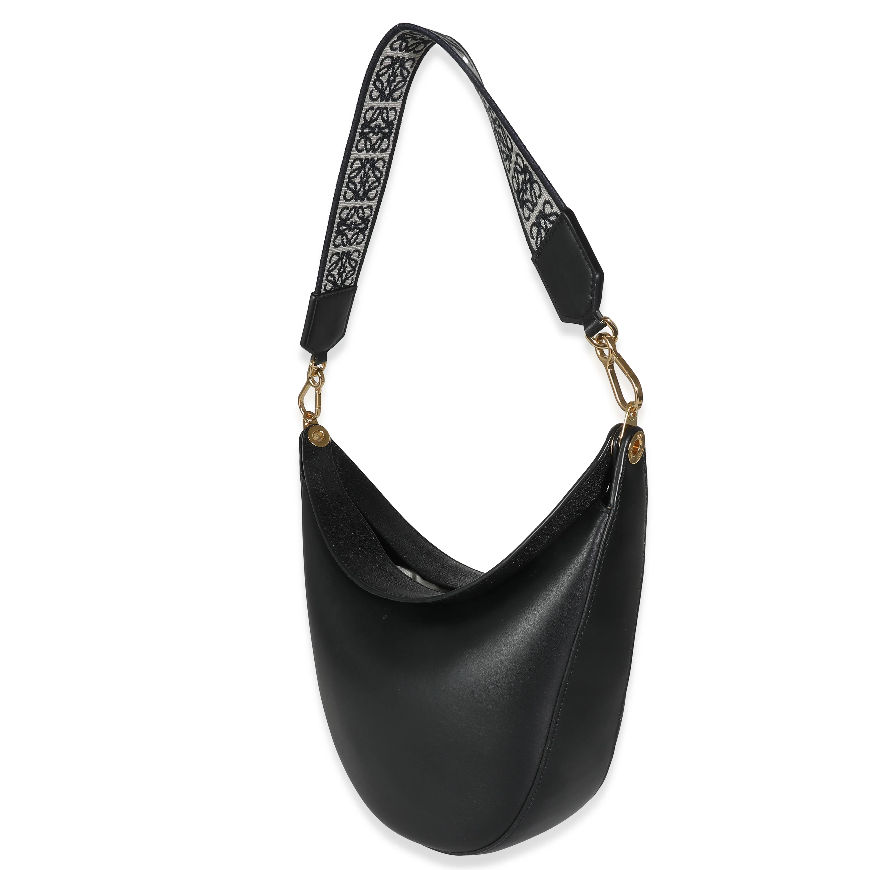 Black Satin Calfskin Small Luna Hobo - Image 2
