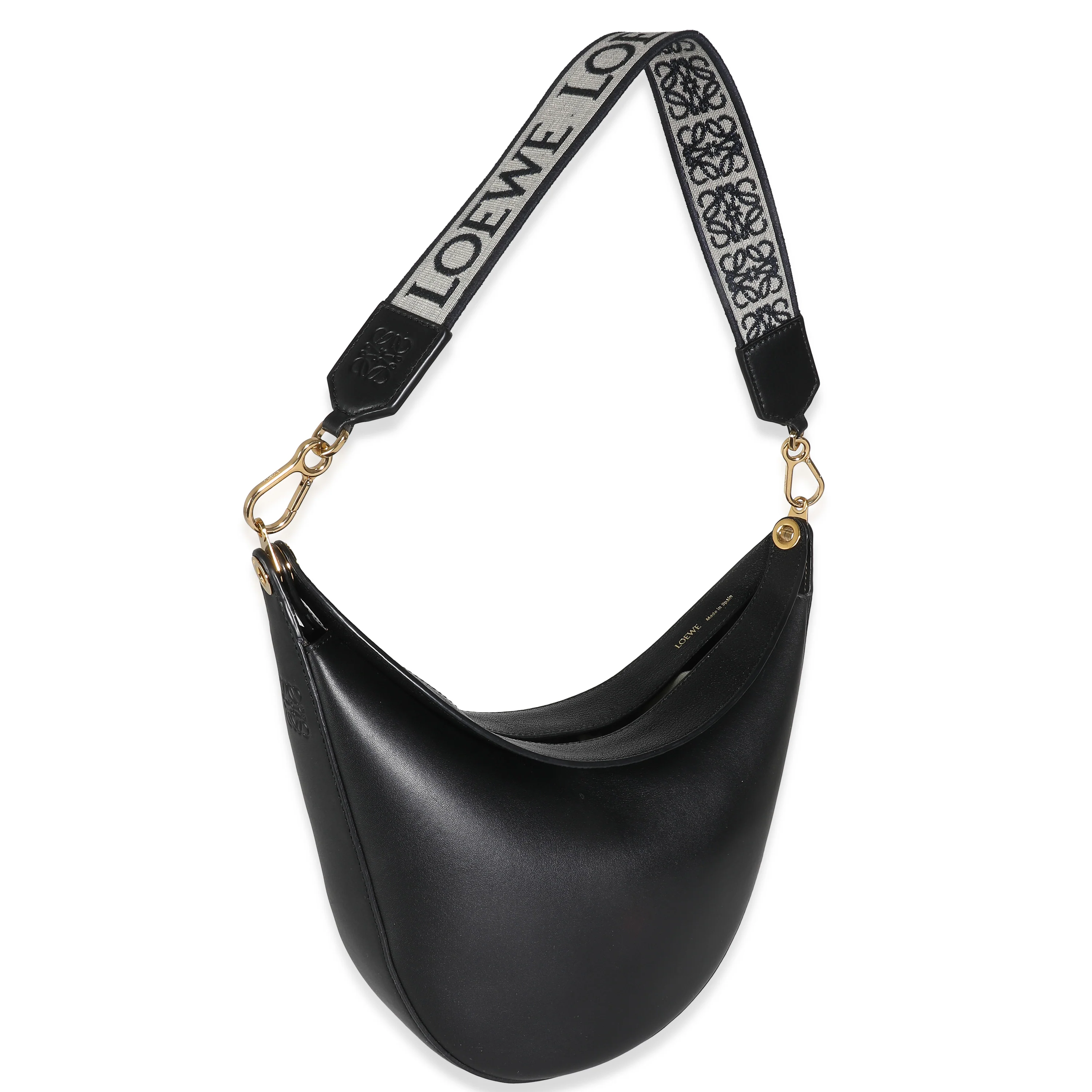 Black Satin Calfskin Small Luna Hobo - Image 3