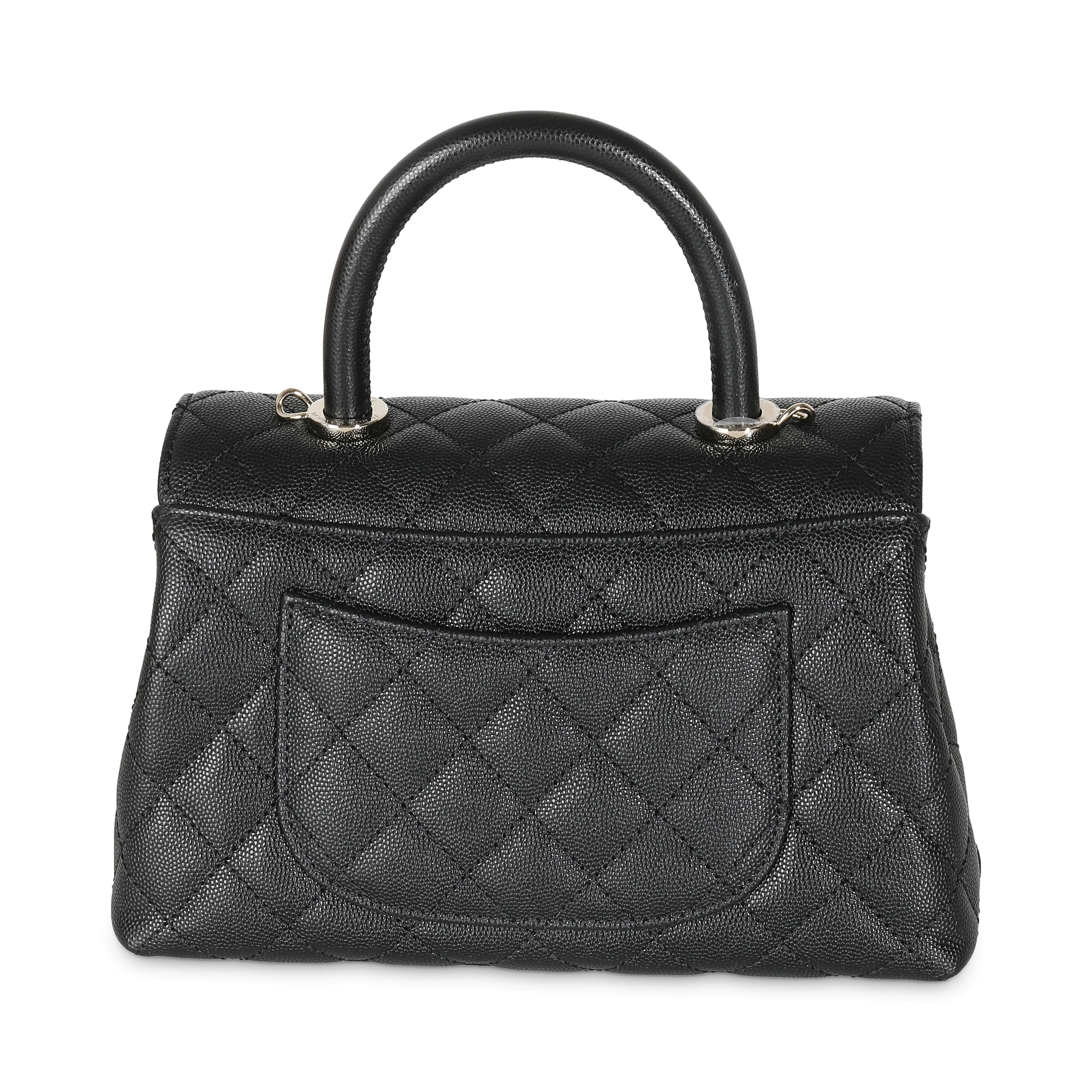 Black Quilted Caviar Mini Coco Top Handle Bag - Image 4