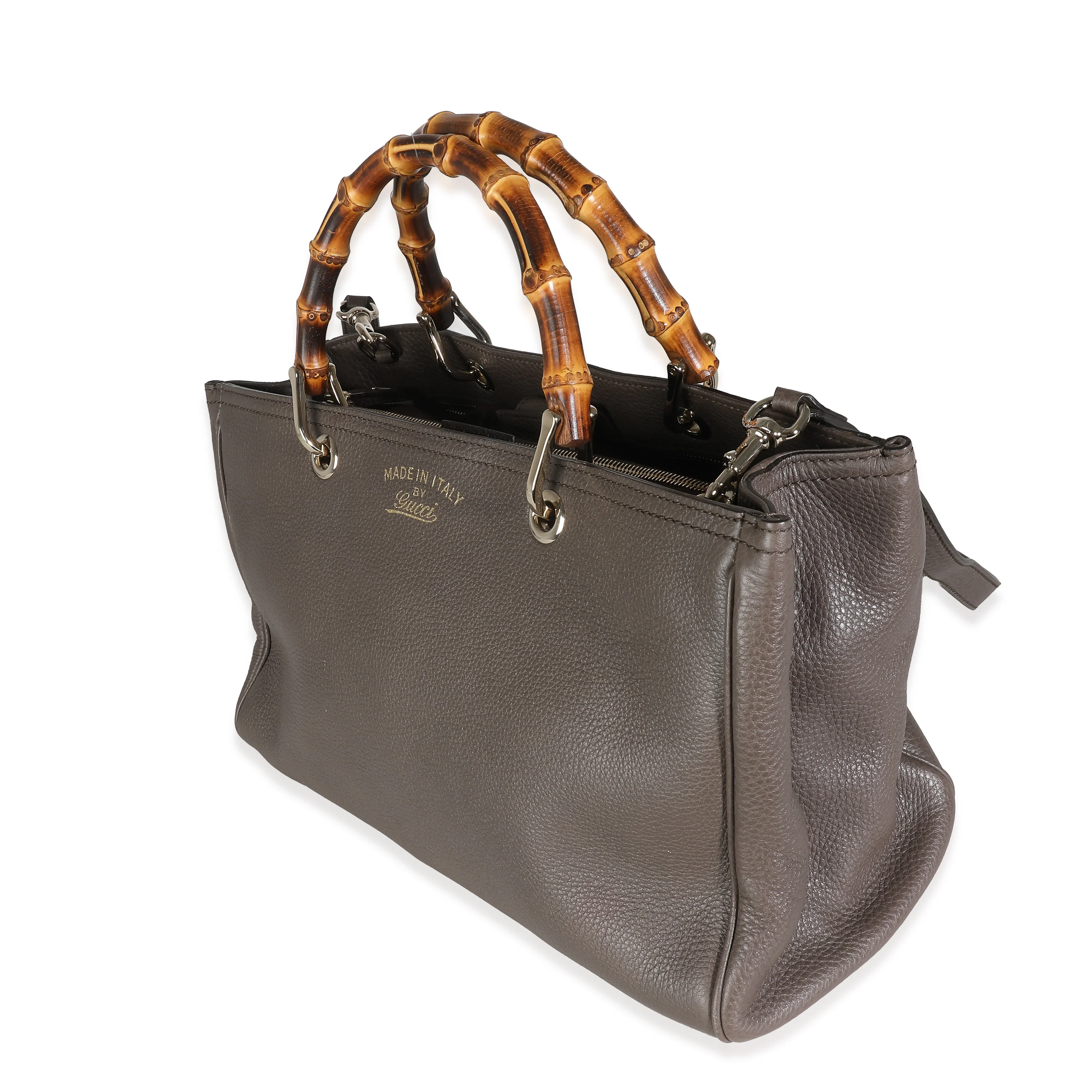 Taupe Pebbled Calfskin Medium Bamboo Shopper - Image 2