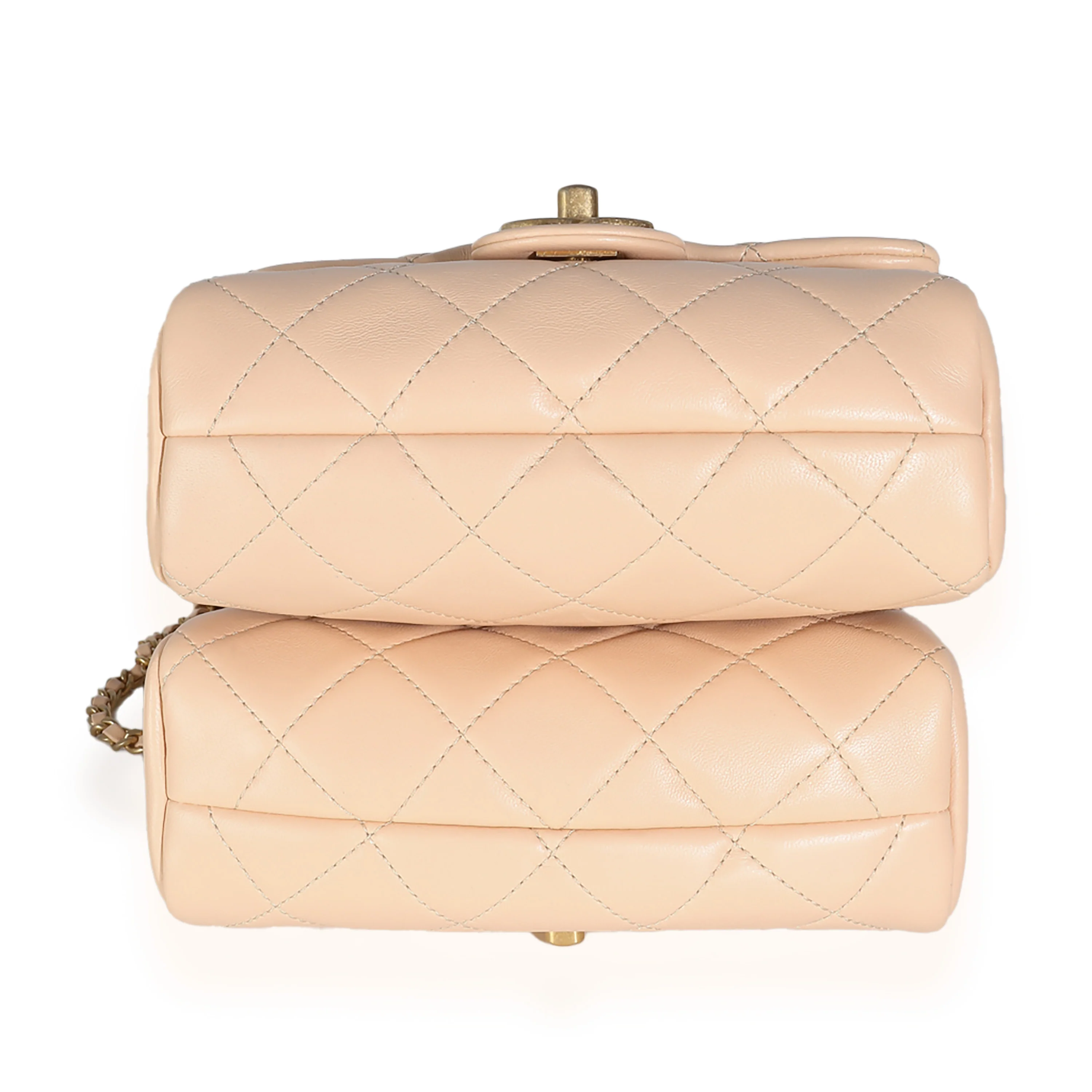 19S Beige Quilted Lambskin Side Packs - Image 5